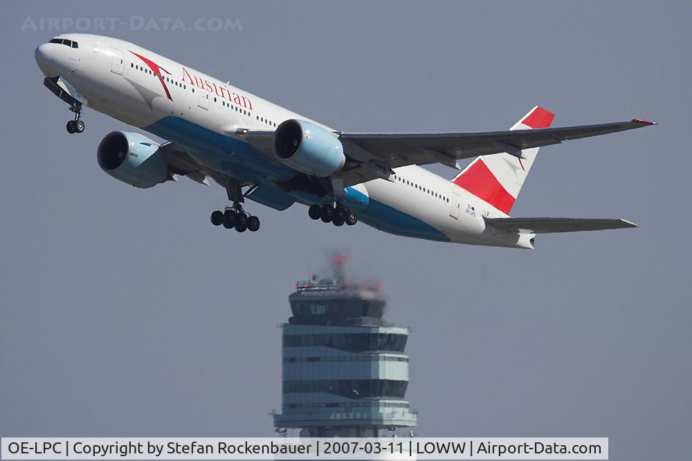 OE-LPC, 2002 Boeing 777-2Z9/ER C/N 29313, VIE Tower in background.