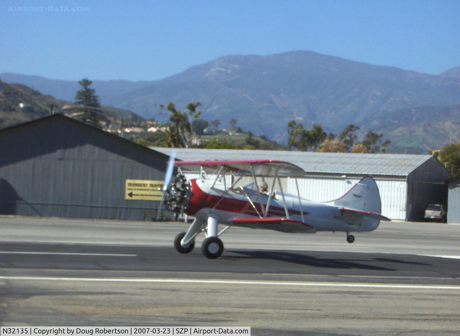 N32135, 1941 Waco UPF-7 C/N 5767, 1941 Waco UPF-7, Continental W670 220 Hp, takeoff roll rwy 22, tailwheel already up