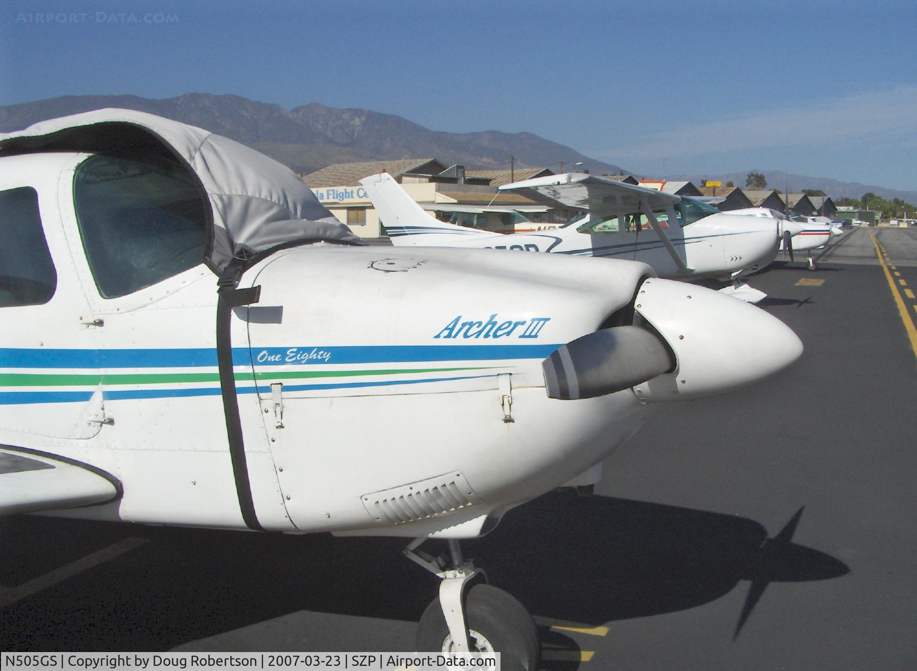 N505GS, 1977 Piper PA-28-181 C/N 28-7890275, 1971 Piper PA-28-181 ARCHER III, Lycoming O&VO-360 180 Hp, cowl. (Aircraft cover dislodged by strong, gusty winds)