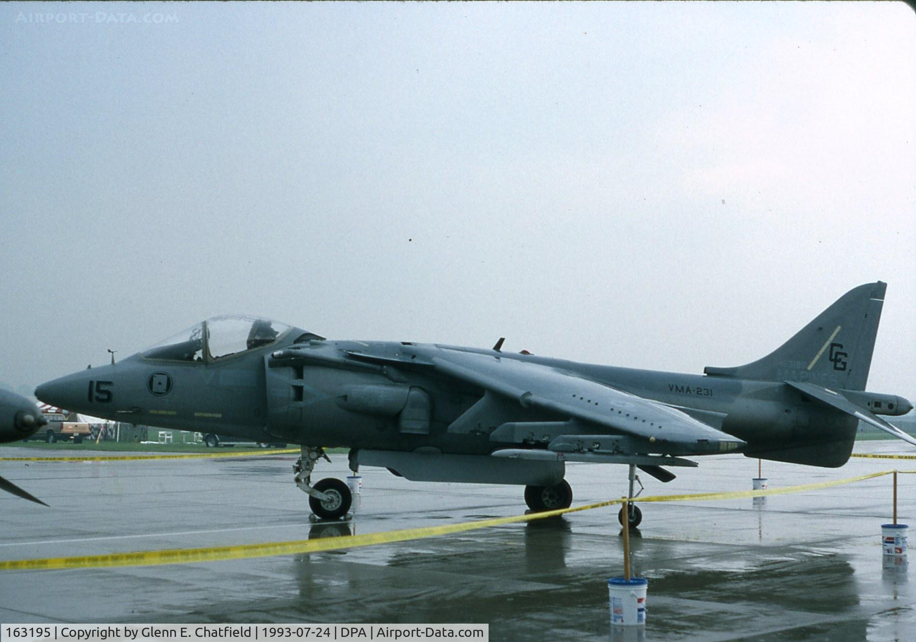 163195, McDonnell Douglas AV-8B Harrier II C/N 110, Rainy ramp shot