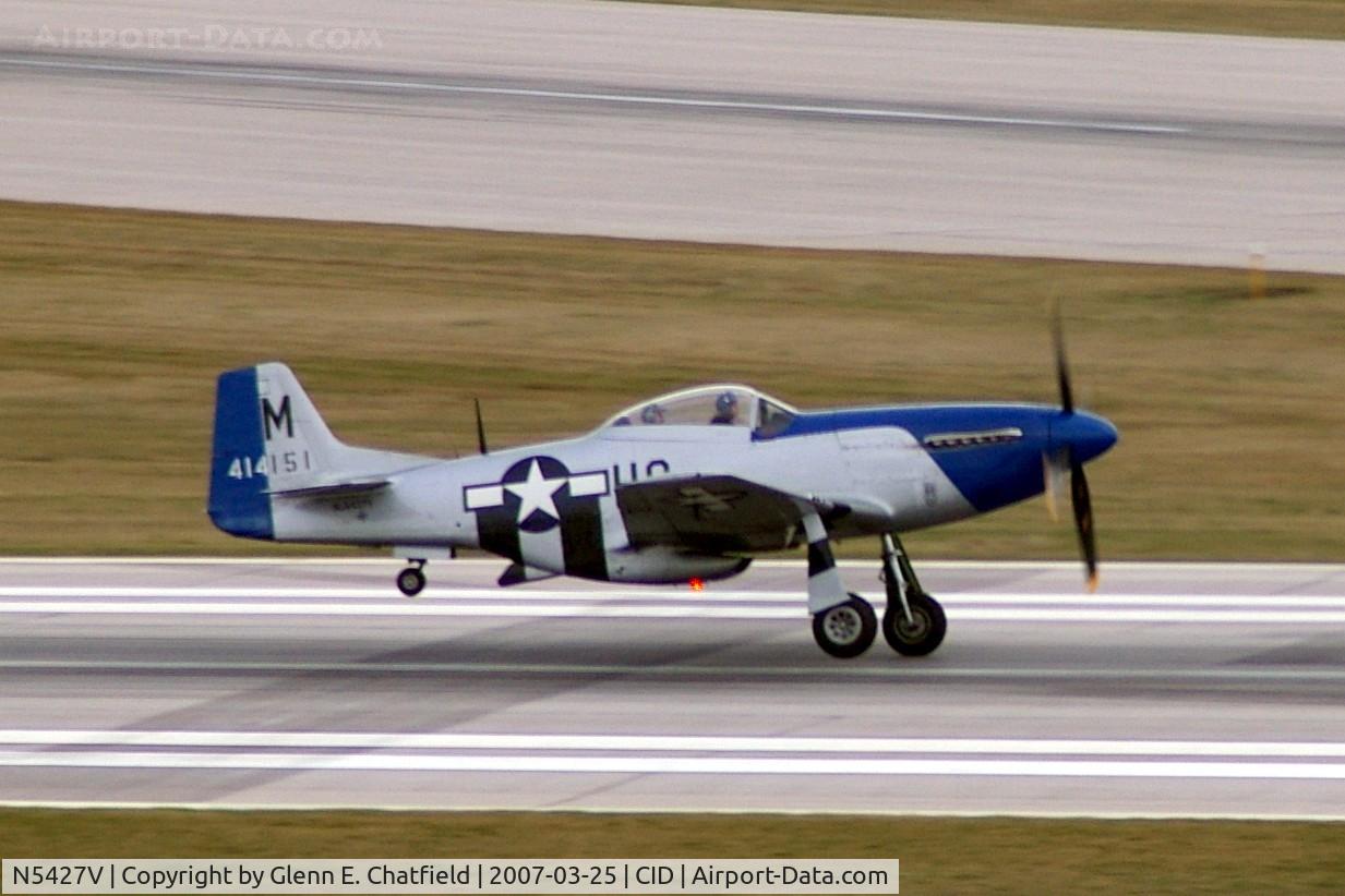 N5427V, 1944 North American F-51D Mustang C/N 44-72942, Departing Runway 27