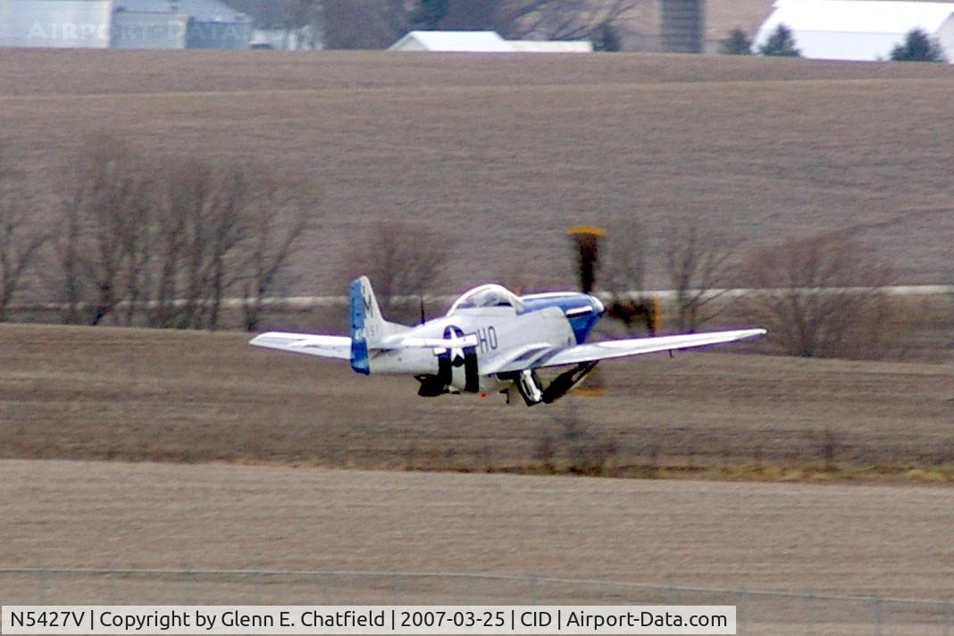 N5427V, 1944 North American F-51D Mustang C/N 44-72942, Departing Runway 27