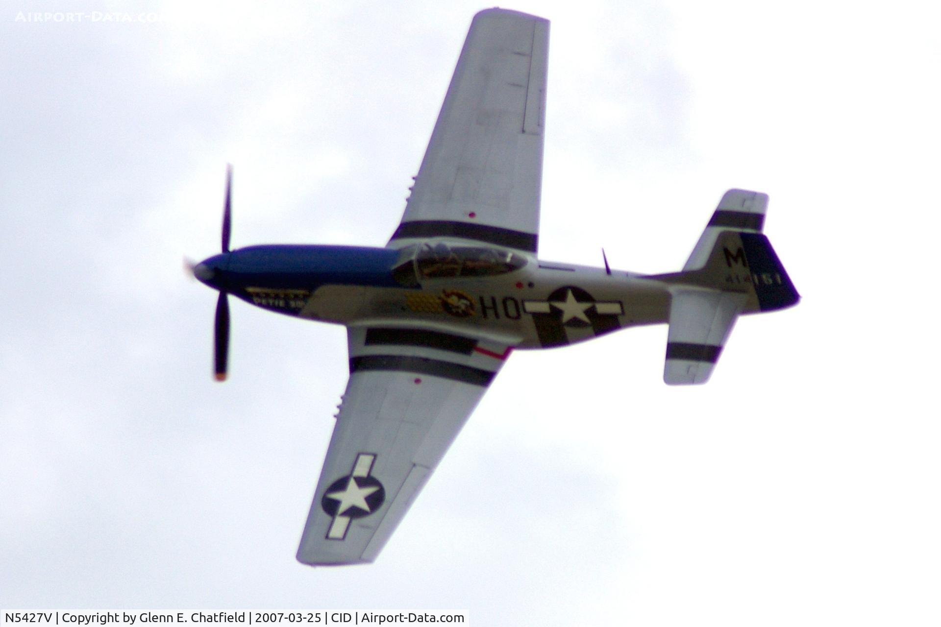 N5427V, 1944 North American F-51D Mustang C/N 44-72942, Flying by the  control tower