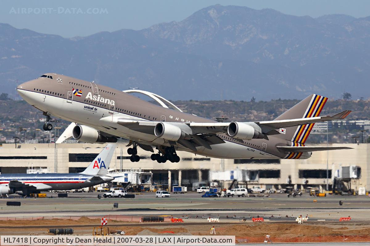 HL7418, 1994 Boeing 747-48E C/N 25780, Asiana Airlines HL7418 (FLT AAR201) departing RWY 25R enroute to Incheon Int'l (RKSI) - Seoul, South Korea.