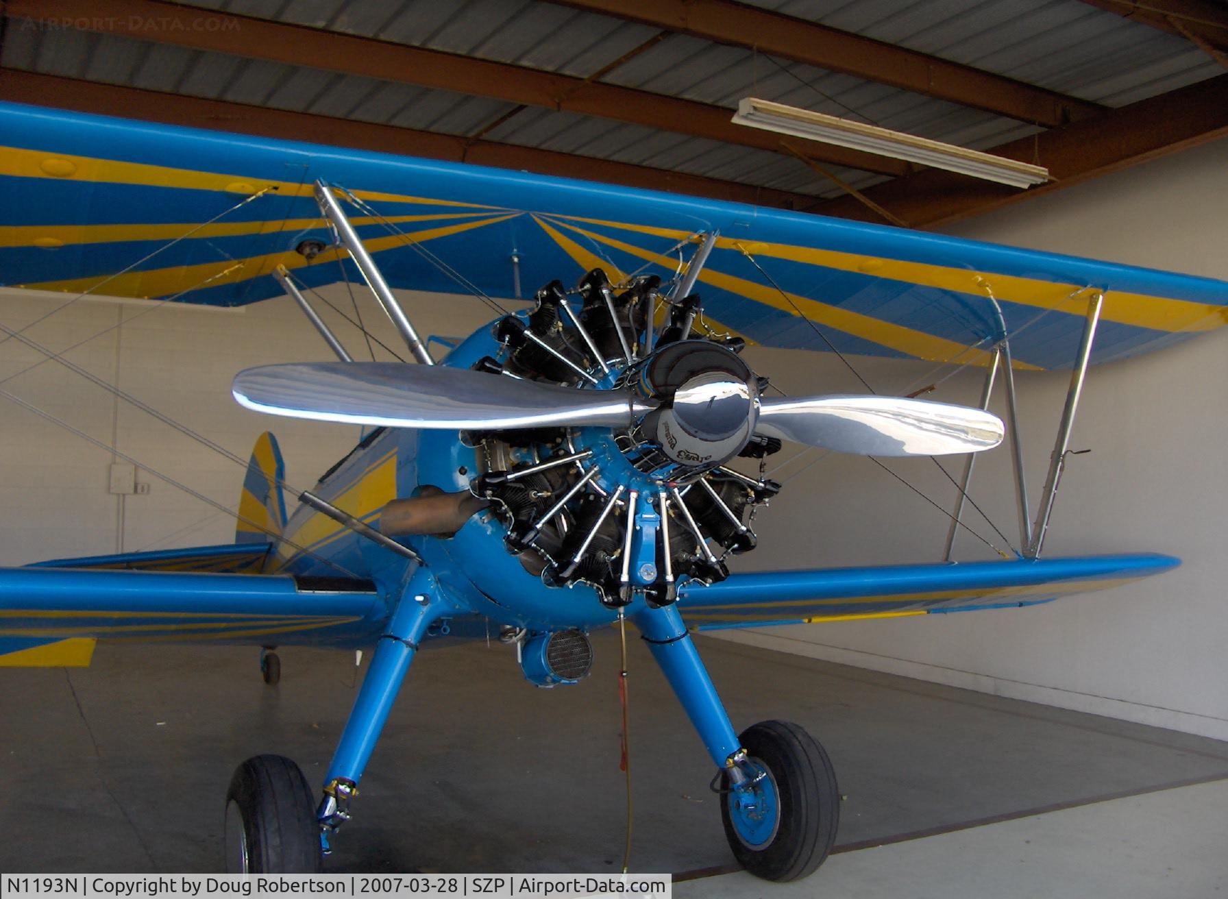 N1193N, 1941 Boeing E75 C/N 75-1218, 1941 Boeing Stearman E75, P&W R-985 upgrade from original Lycoming R-680-17, engine and chromed prop & spinner