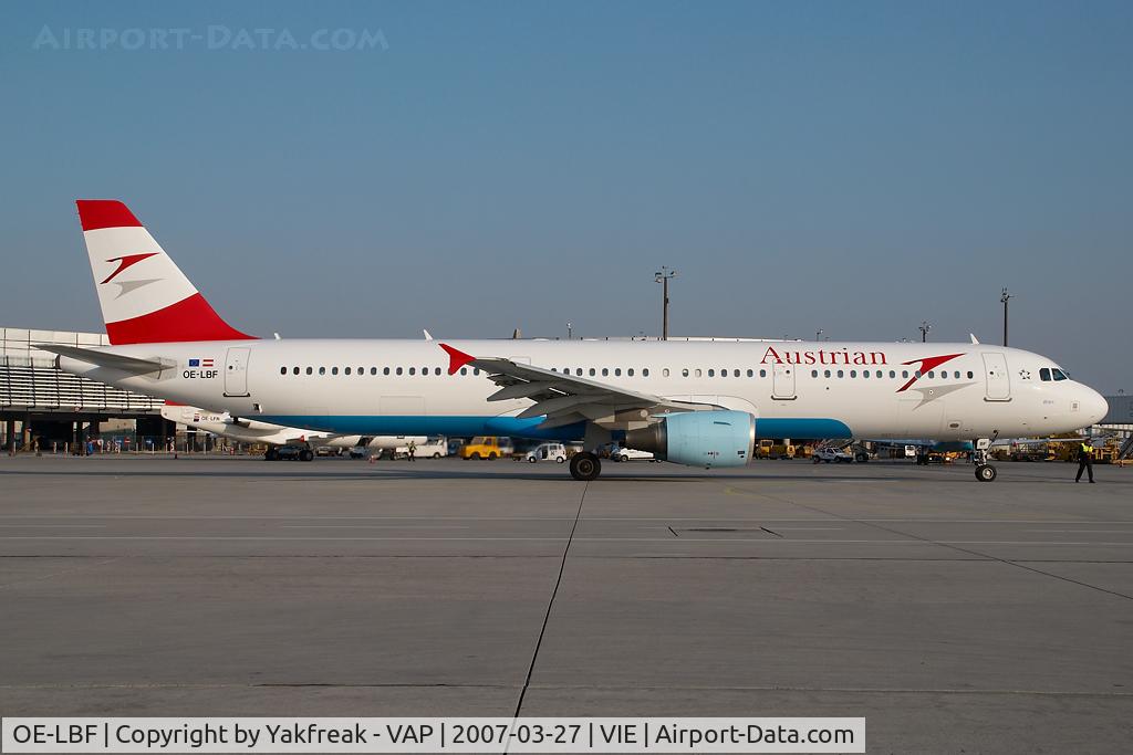 OE-LBF, 2001 Airbus A321-211 C/N 1458, Austrian Airlines Airbus A321