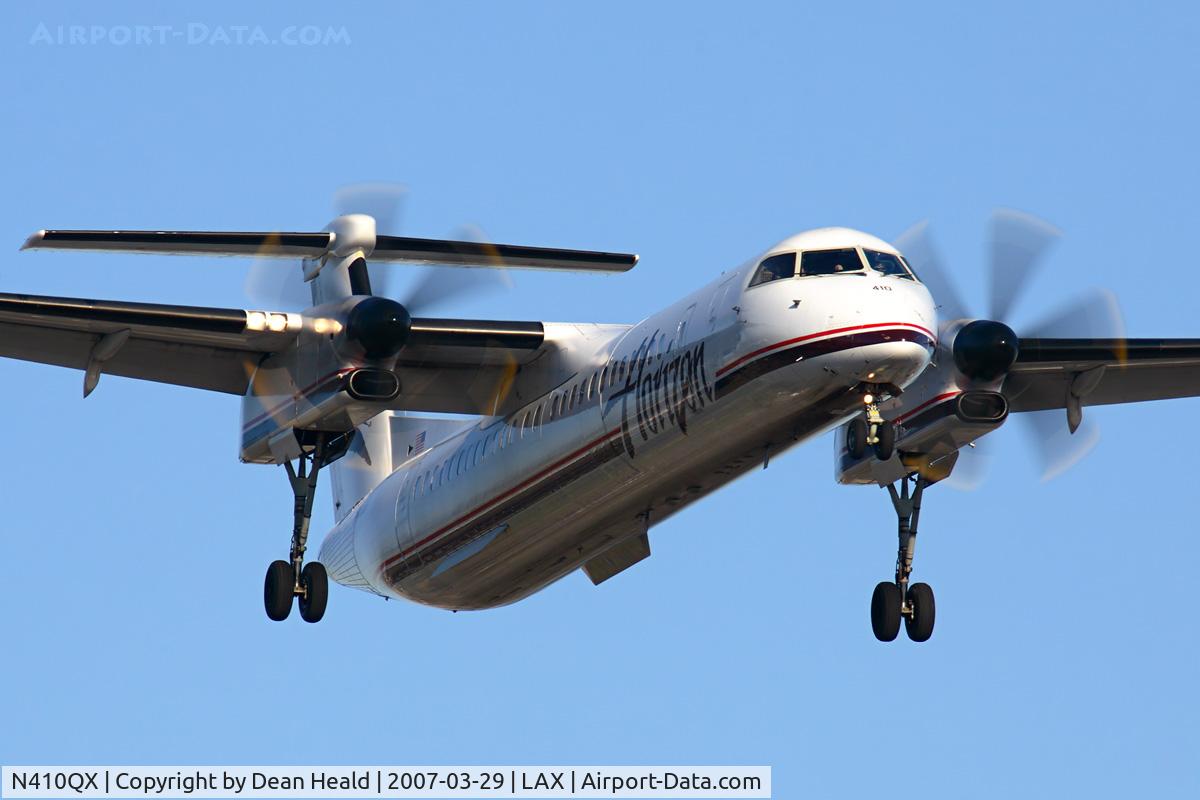 N410QX, 2001 Bombardier DHC-8-402 Dash 8 C/N 4053, Horizon Air N410QX (FLT QXE469) from Charles M Schulz Sonoma Co (KSTS) on short-final to RWY 24R.