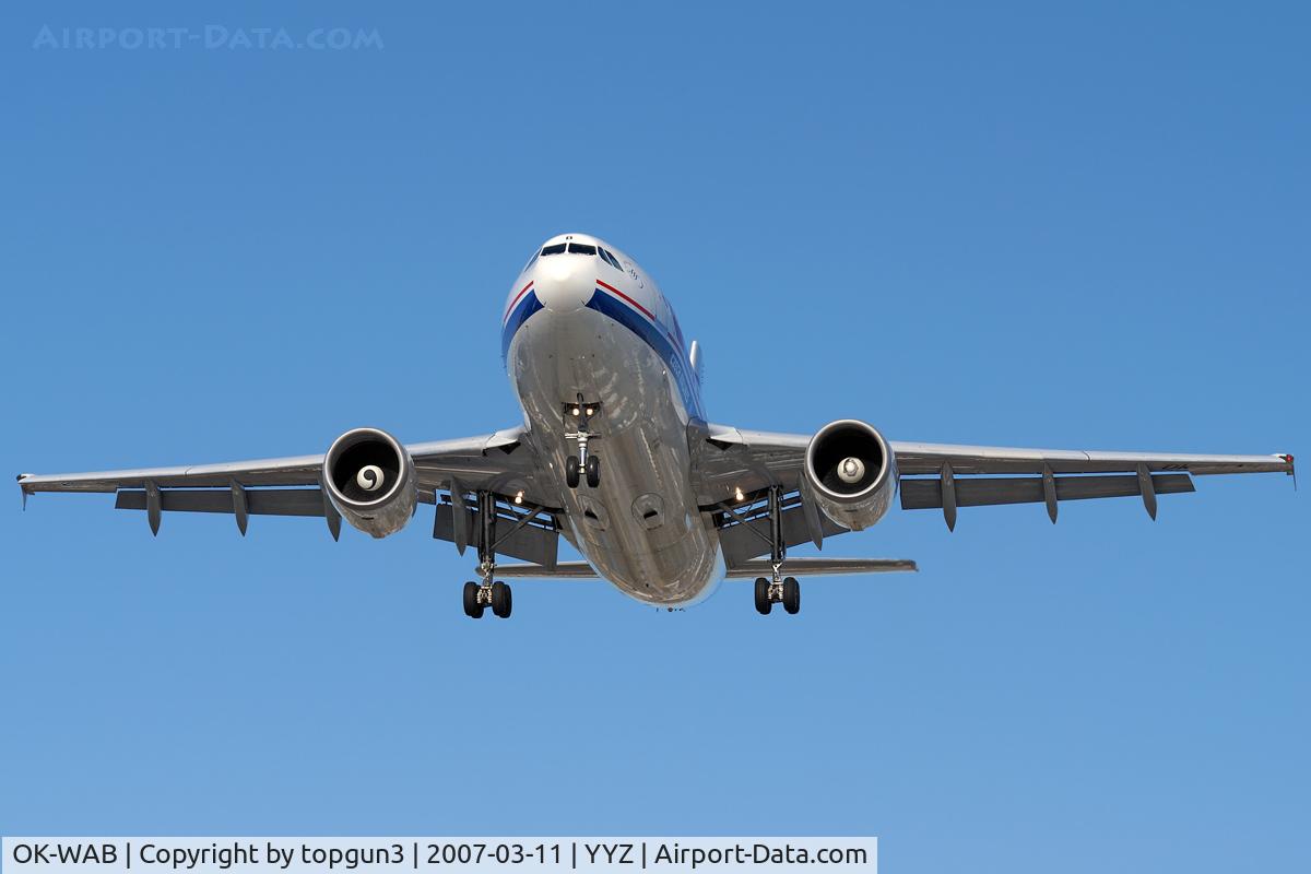 OK-WAB, 1991 Airbus A310-304 C/N 567, Short final for RWY23.