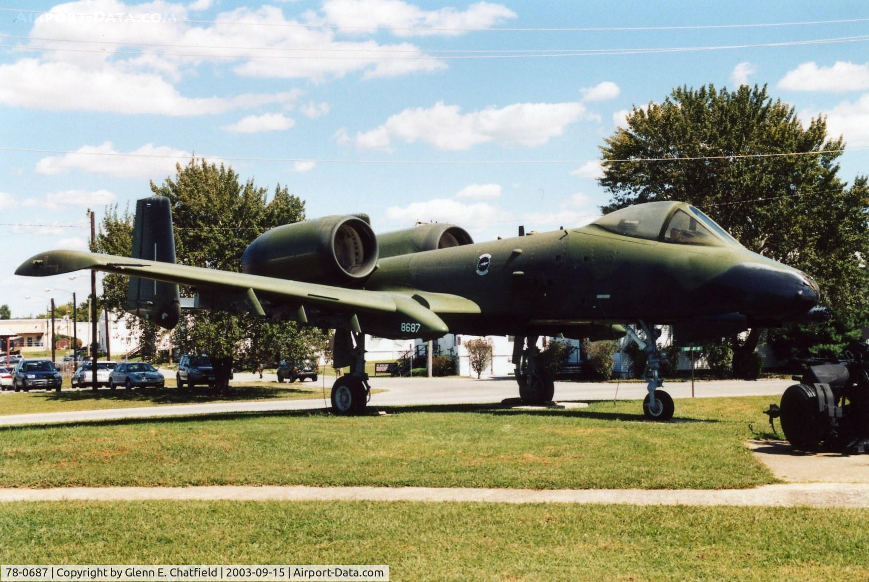 78-0687, 1978 Fairchild Republic A-10A Thunderbolt II C/N A10-0307, A-10A at Ft. Campbell, KY 101st Airborne Div. Museum