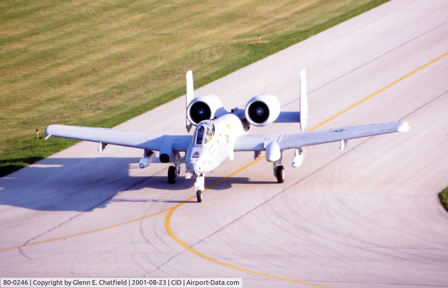 80-0246, 1980 Fairchild Republic A-10A Thunderbolt II C/N A10-0596, A-10A taxiing by the control tower