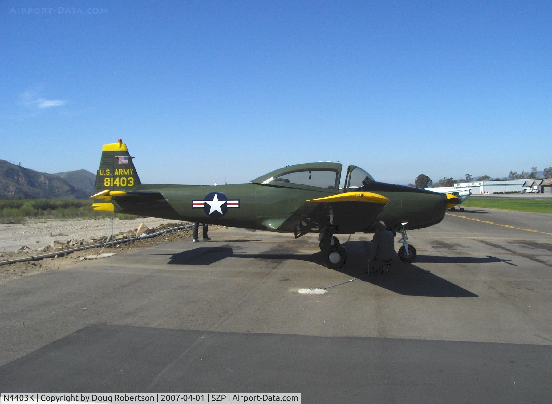 N4403K, 1948 Ryan Navion C/N NAV-4-1403, 1948 Ryan NAVION as L-17B, Continental E-185, transient parking