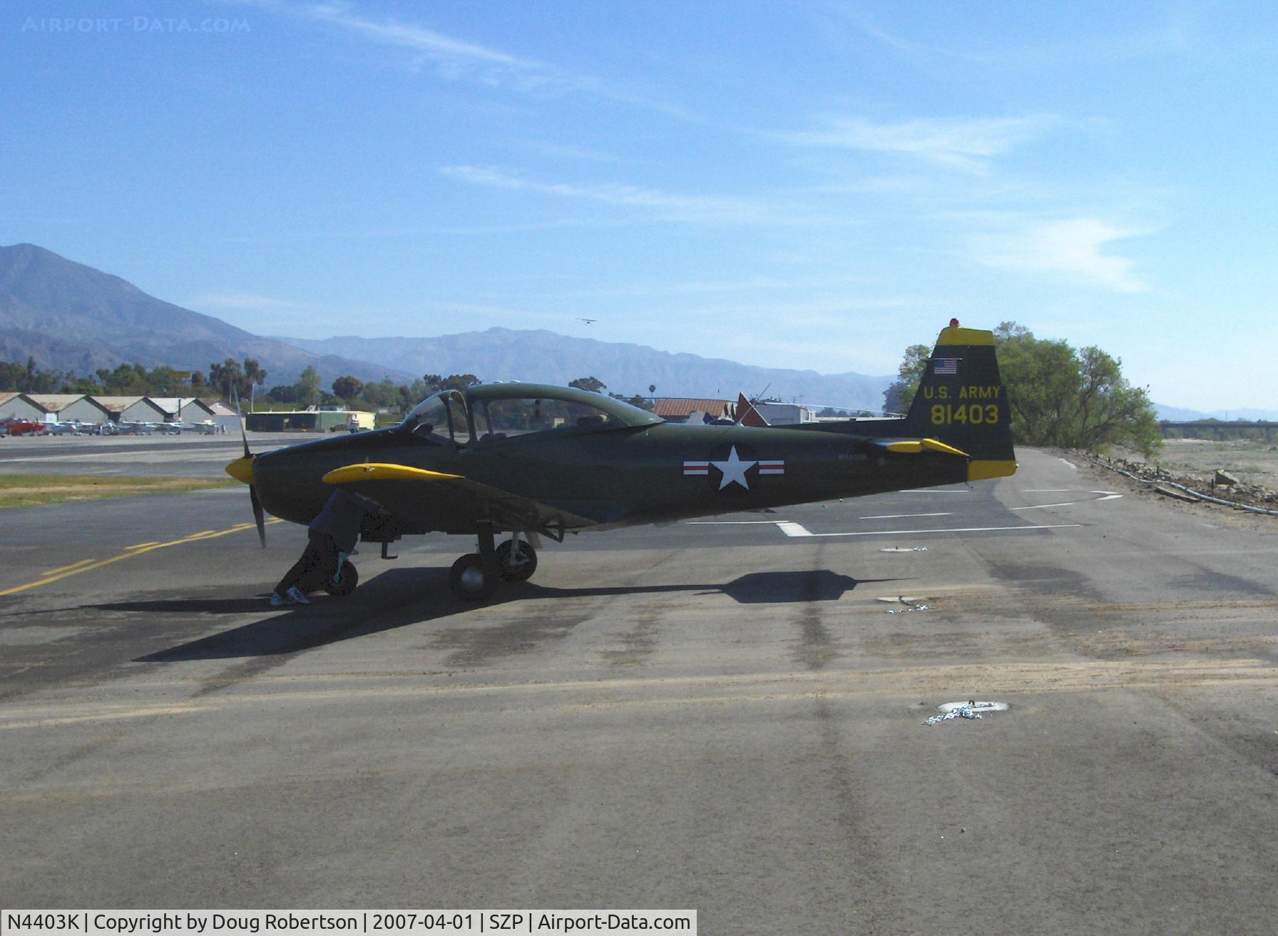 N4403K, 1948 Ryan Navion C/N NAV-4-1403, 1948 Ryan NAVION as L-17B, Continental E-185, transient parking