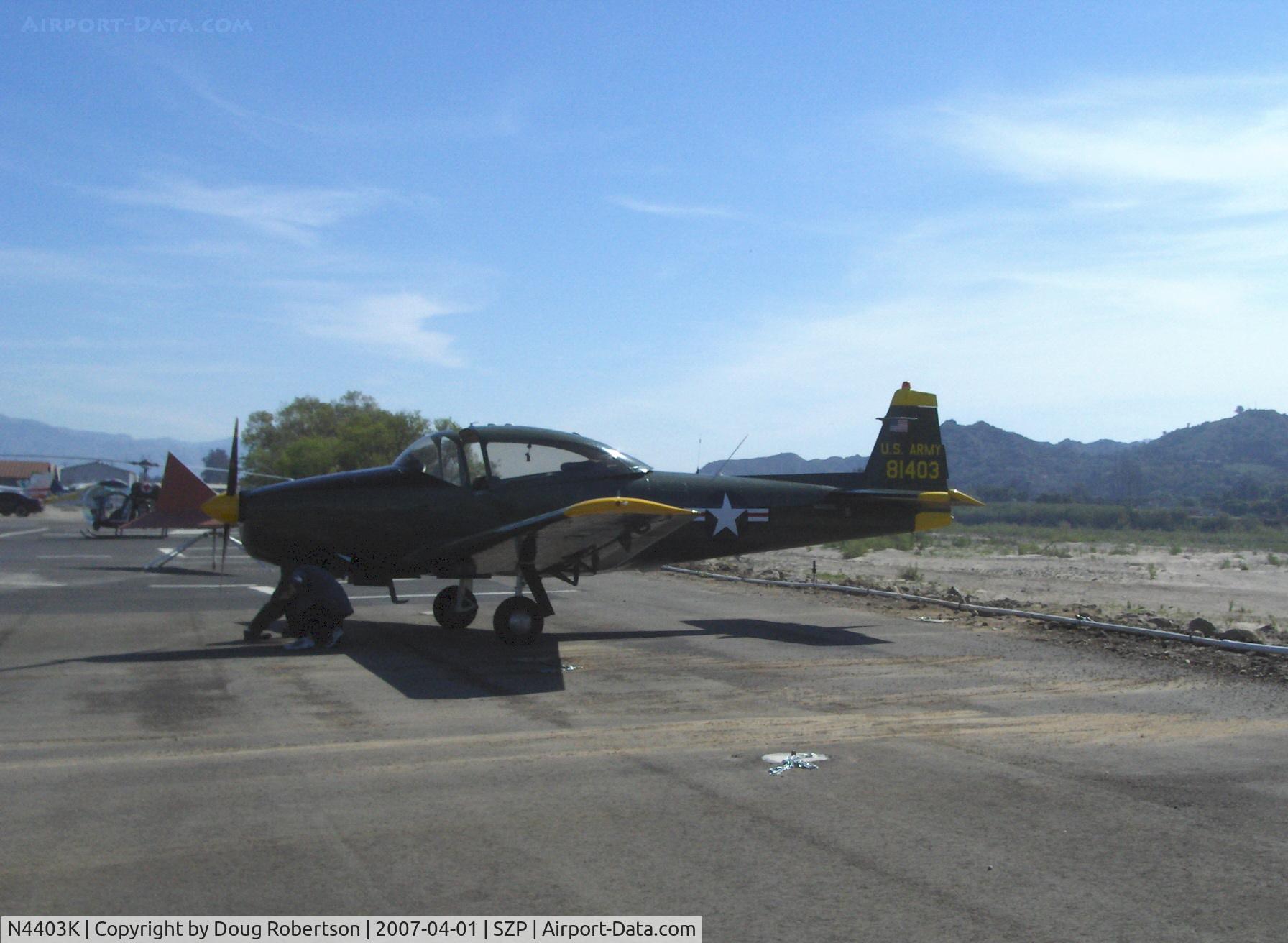 N4403K, 1948 Ryan Navion C/N NAV-4-1403, 1948 Ryan NAVION as L-17B, Continental E-185, transient parking