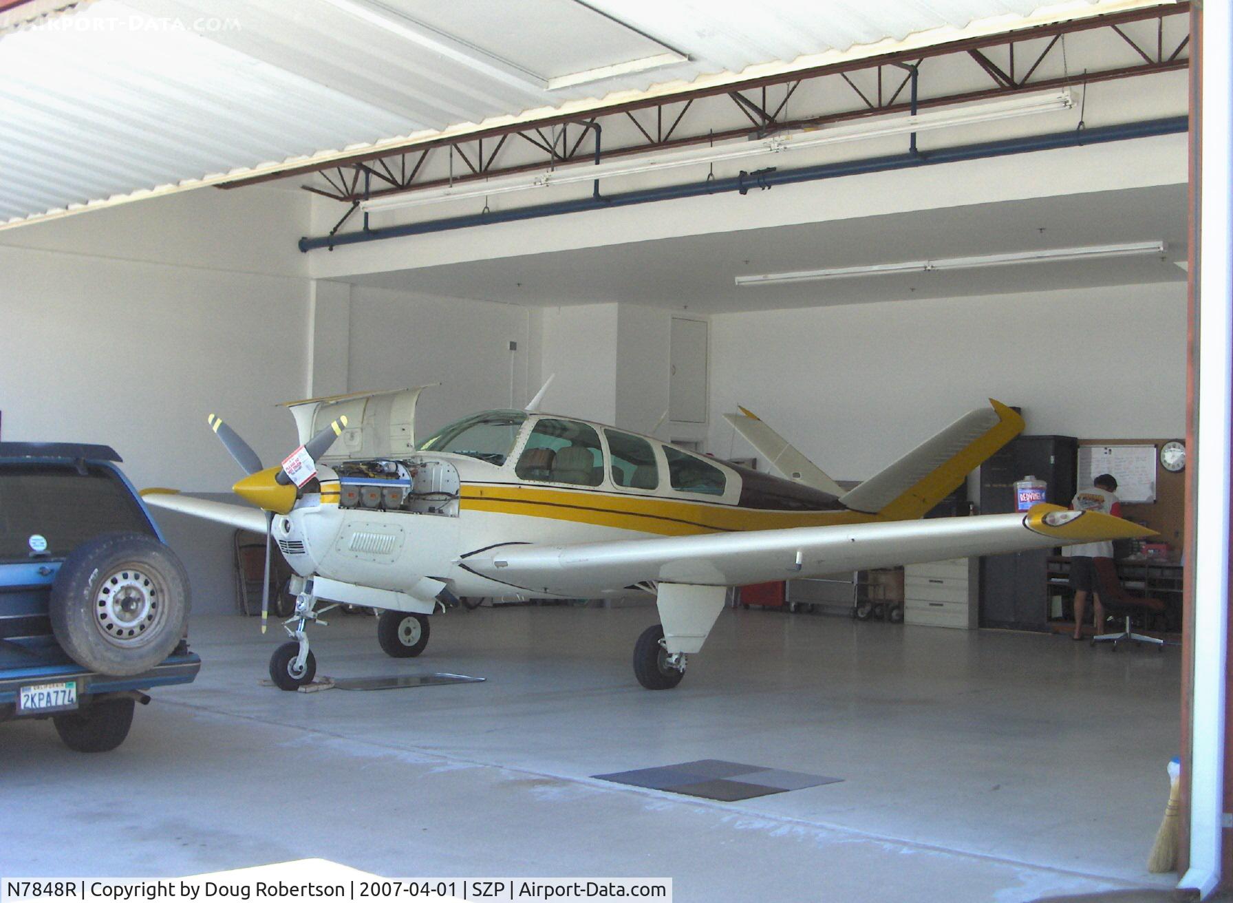 N7848R, 1968 Beech V35A Bonanza C/N D-8904, 1968 Beech V35A BONANZA, Continental IO-550 300 Hp upgrade, maintenance in hangar