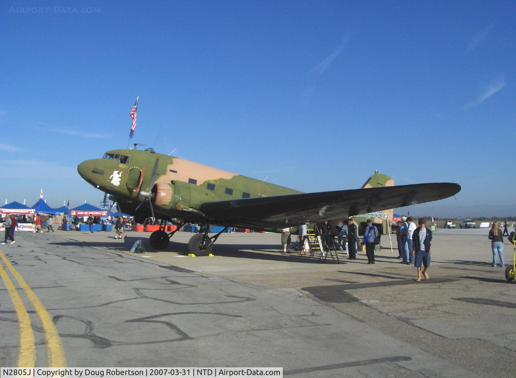 N2805J, 1944 Douglas DC3C-R-1830-90C C/N 20835, 1944 Douglas DC-3C as USAF AC-47D gunship 'SPOOKY', two P&W R-1830-90C radial engines 1,200 Hp each, 'Spooky' was the collective call sign of these gunships in the Southeast Asia combat after test in Dec. 1964. 53 operated in Vietnam, with 15  losses.