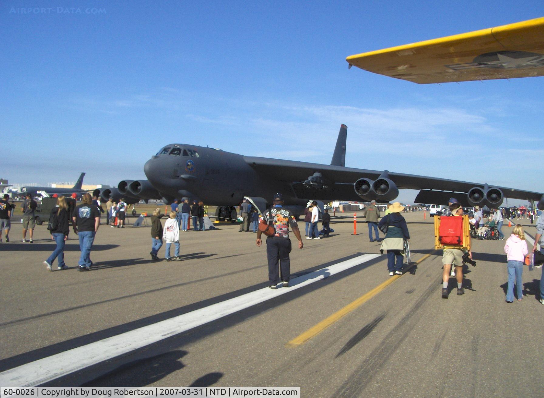 60-0026, 1960 Boeing B-52H Stratofortress C/N 464391, USAF Boeing B52H STRATOFORTRESS nuclear bomber of 5th Bomb Wing, Minot AFB, eight Pratt & Whitney TF33-P-3/103 Turbines 17,000 lb st each, five crew