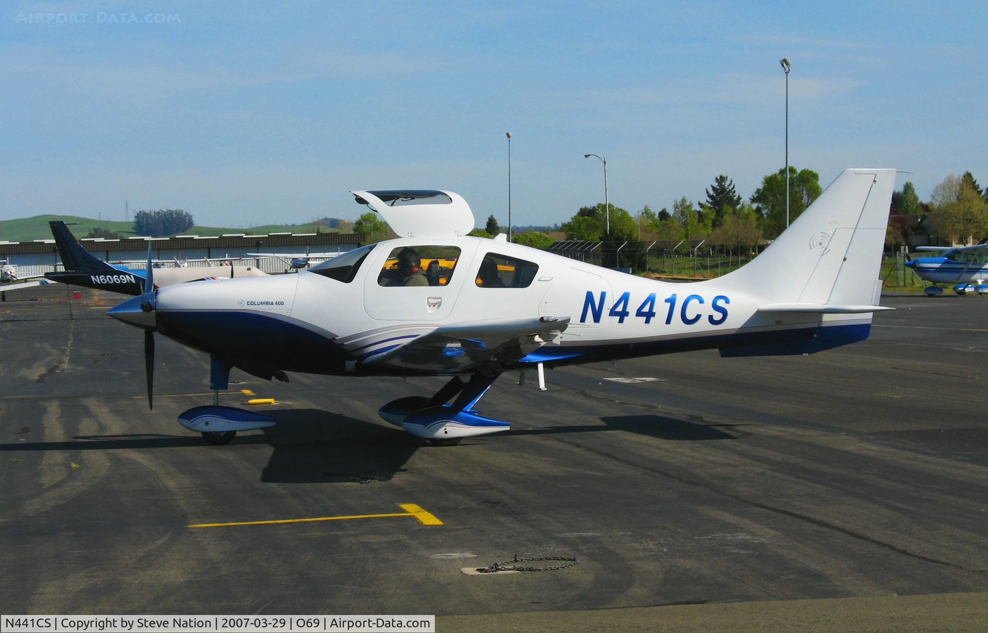 N441CS, 2006 Columbia Aircraft Mfg LC41-550FG C/N 41596, 2006 Columbia LC41-550FG checking out fuel prices (?) @ Petaluma, CA