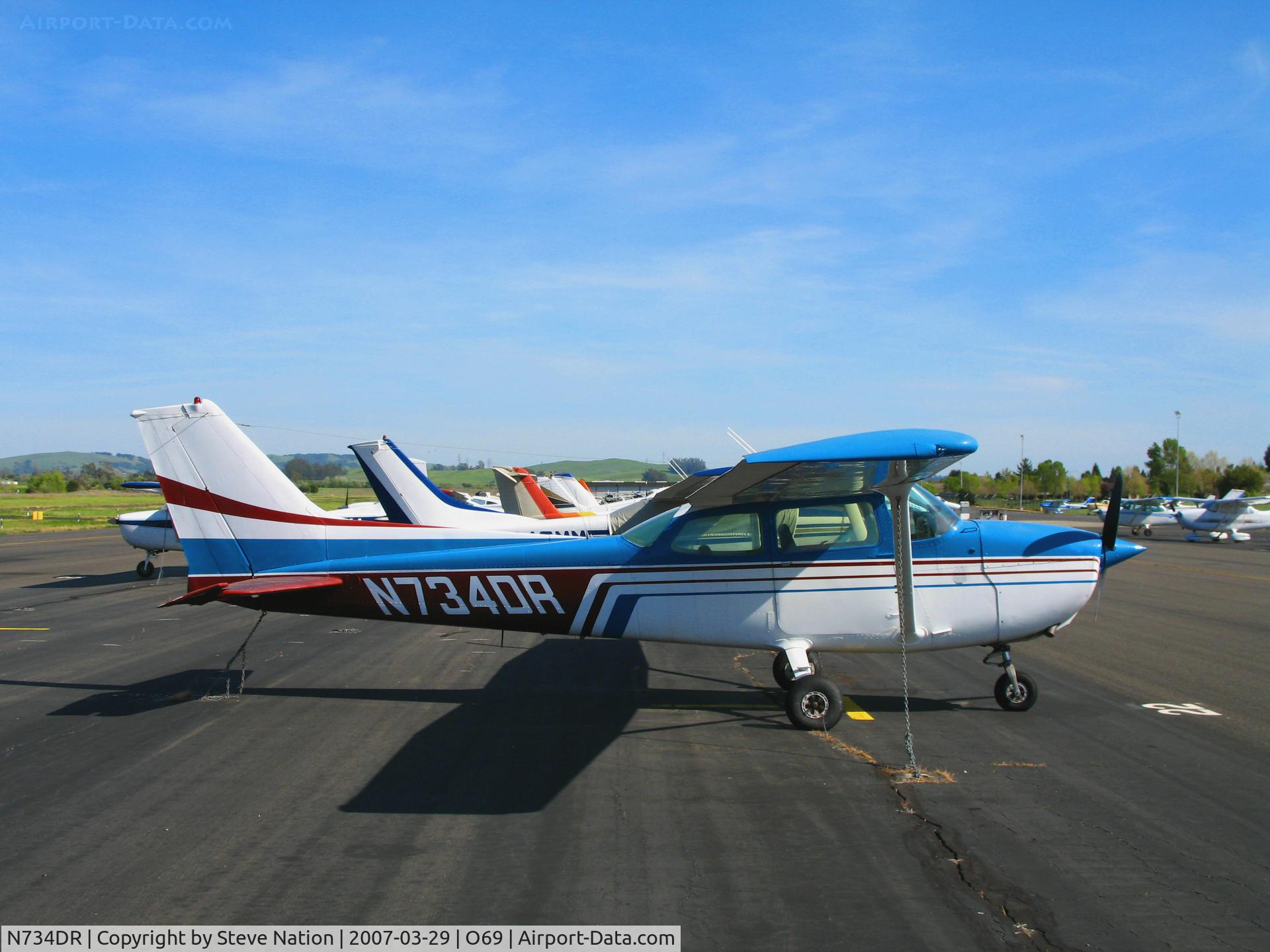 N734DR, 1977 Cessna 172N C/N 17268778, 1977 Cessna 172N in bright late afternoon sunshine @ Petaluma, CA