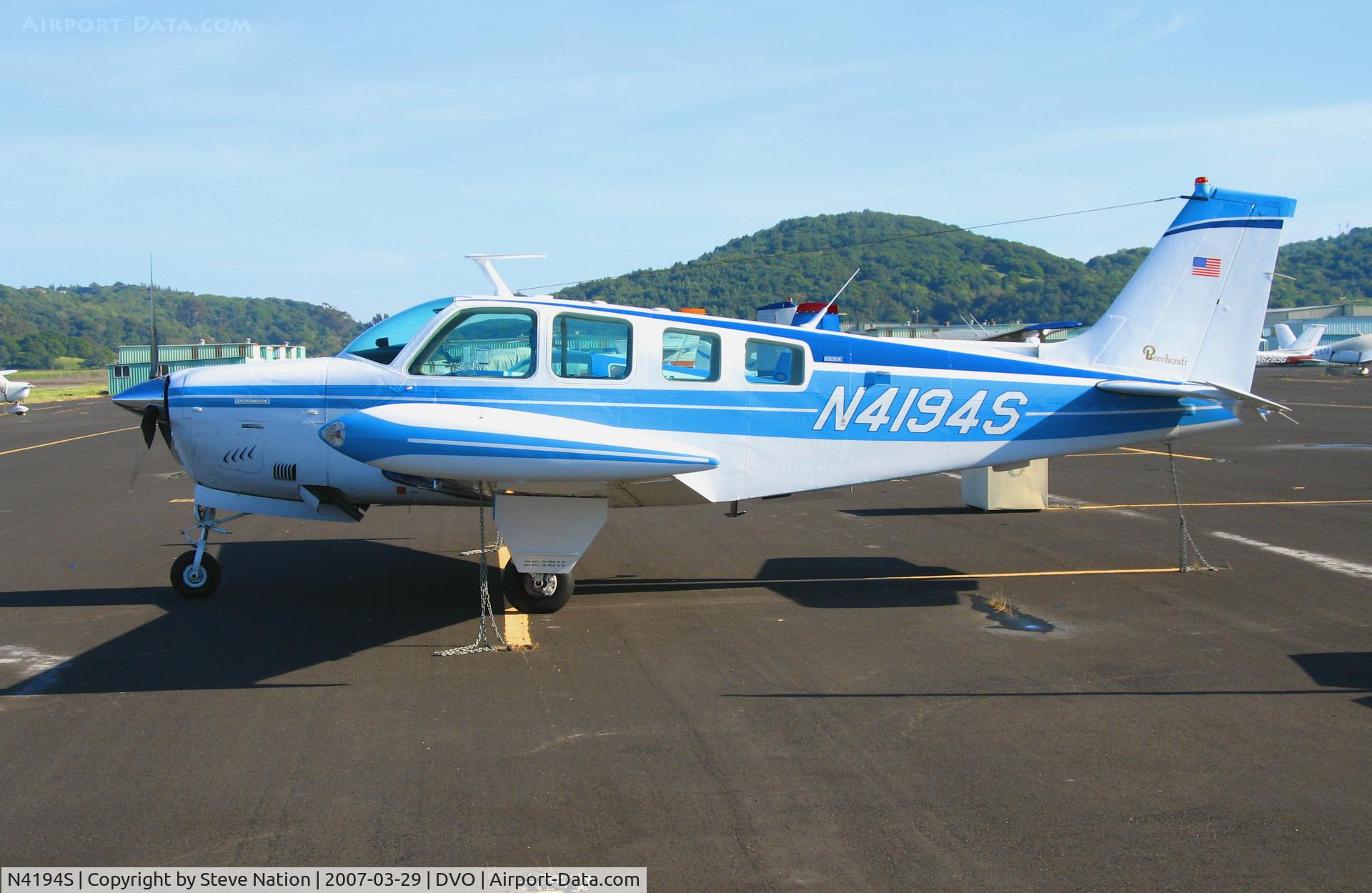 N4194S, 1975 Beech A36 Bonanza 36 C/N E-677, JA Draper & Assoc 1975 Beech A36 Bonanza @ Gnoss Field (Novato), CA