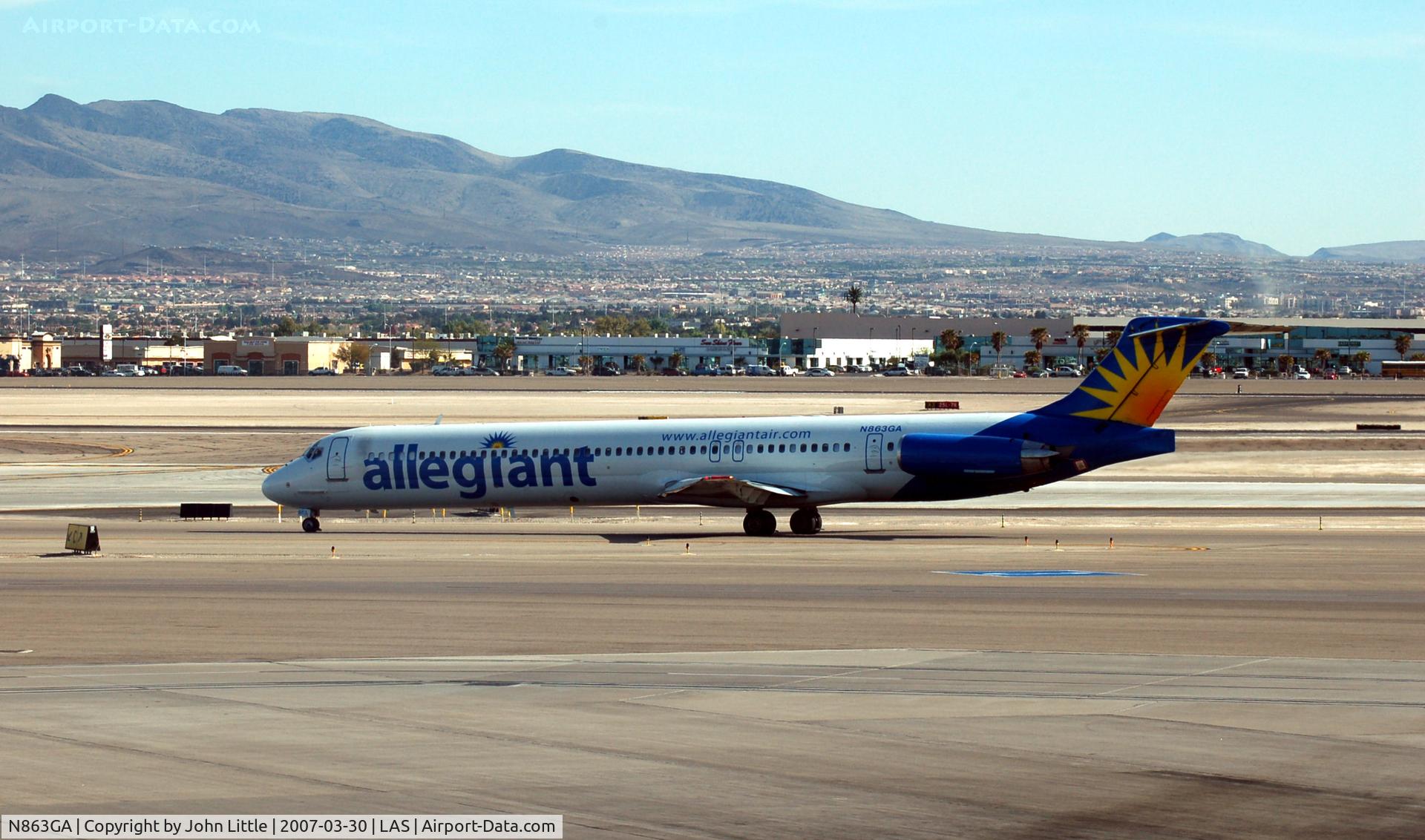 N863GA, 1989 McDonnell Douglas MD-83 (DC-9-83) C/N 49911, Allegiant at McCarran taxi to take-off