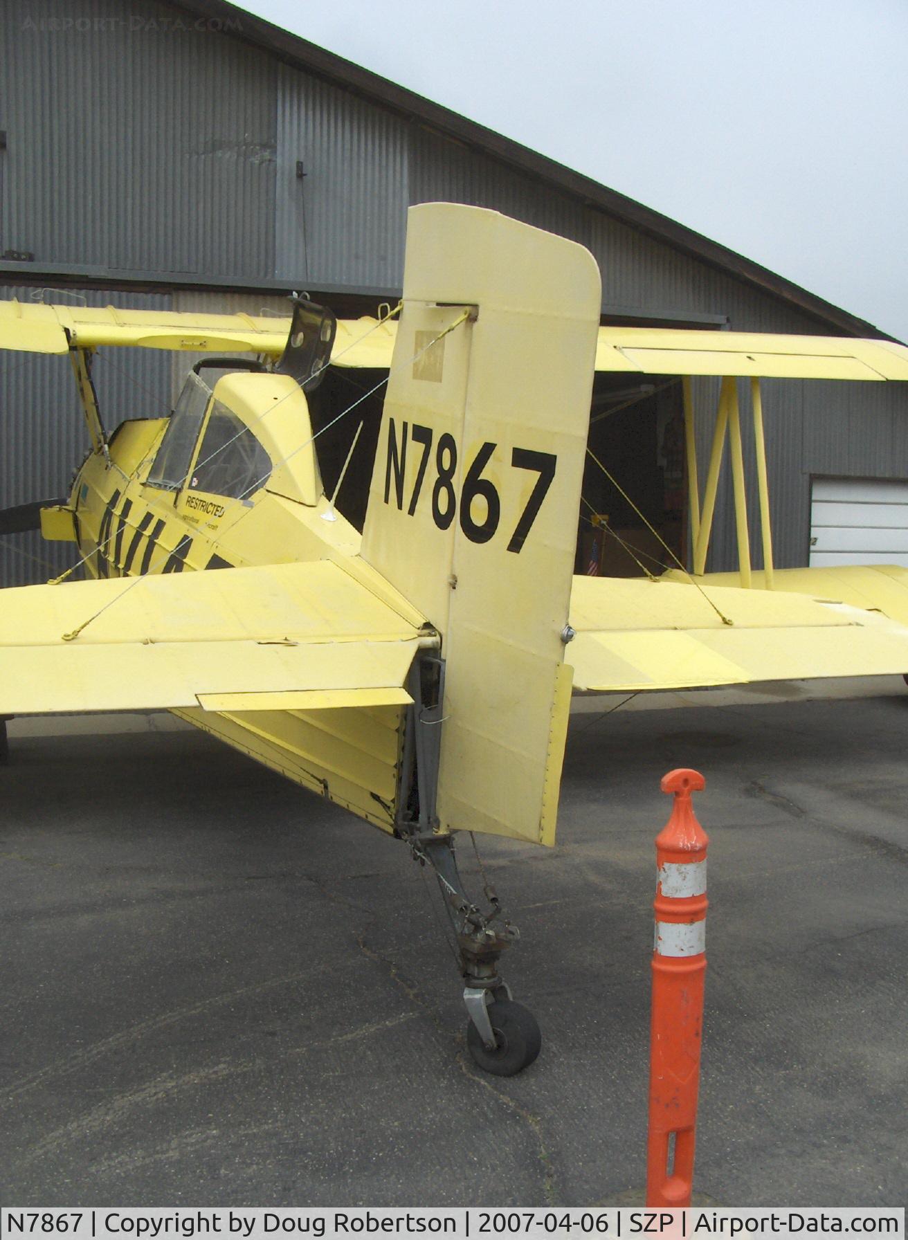 N7867, 1972 Grumman-Schweizer G-164A C/N 999, Grumman-Schweizer G-164A AG-CAT, Pratt & Whitney R-1340 600 Hp, reregistered as N7867 from XB-IJT, tail & tailgear