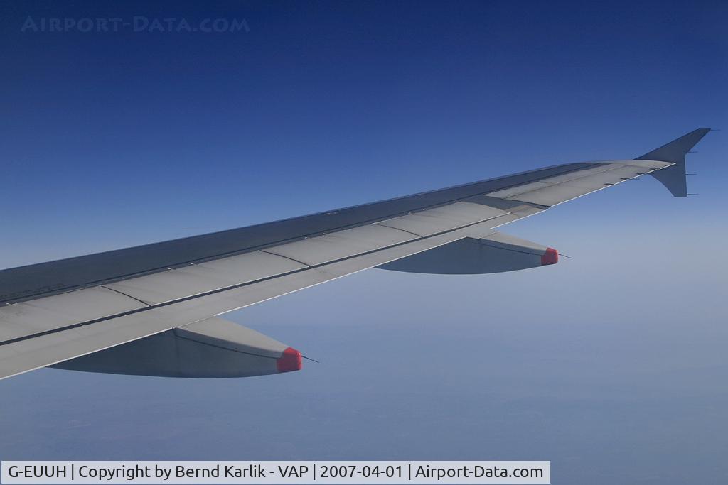 G-EUUH, 2002 Airbus A320-232 C/N 1665, Wing view Airbus A320