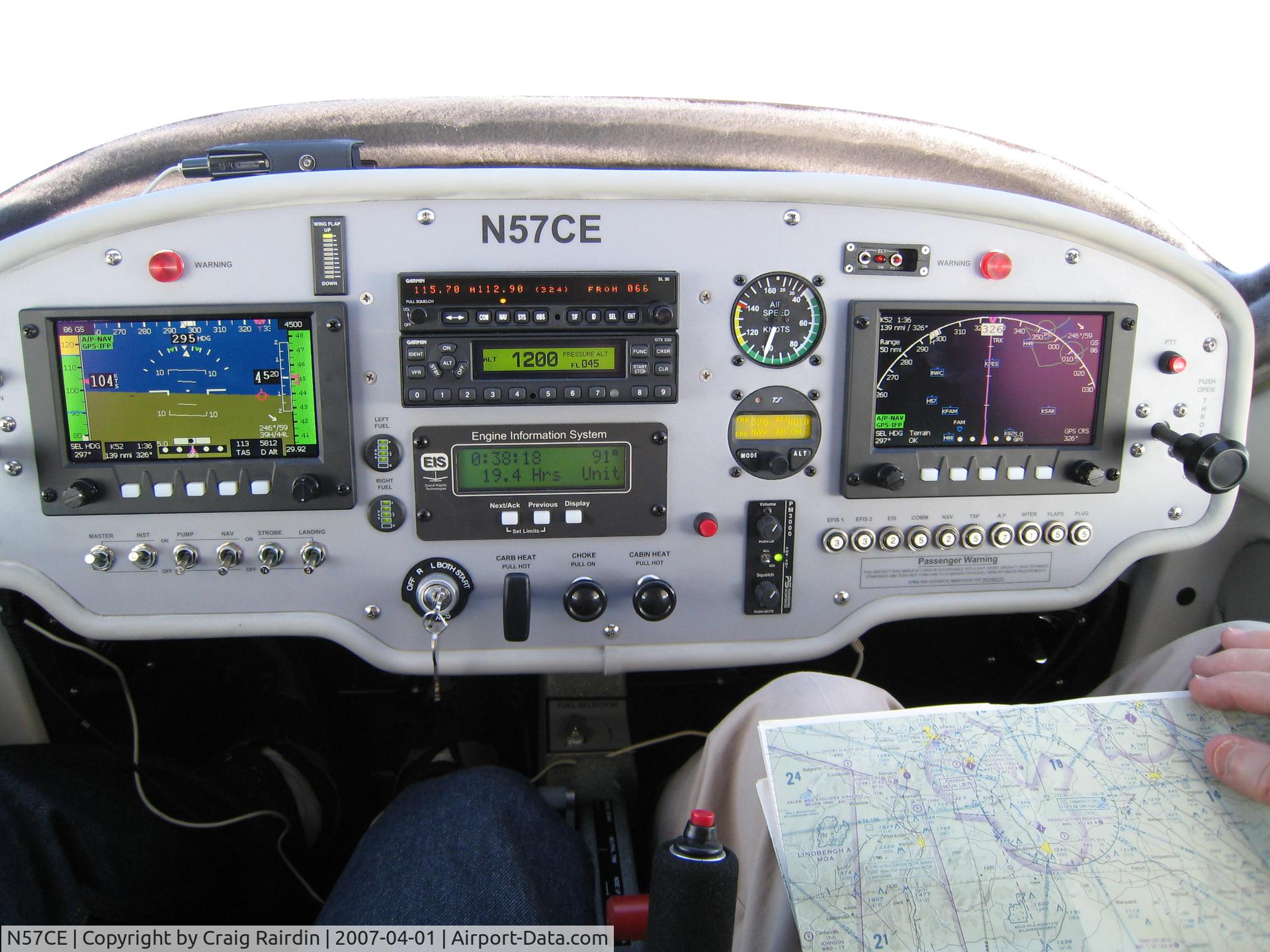 N57CE, 2007 Jabiru J250-SP C/N 380, Panel in flight