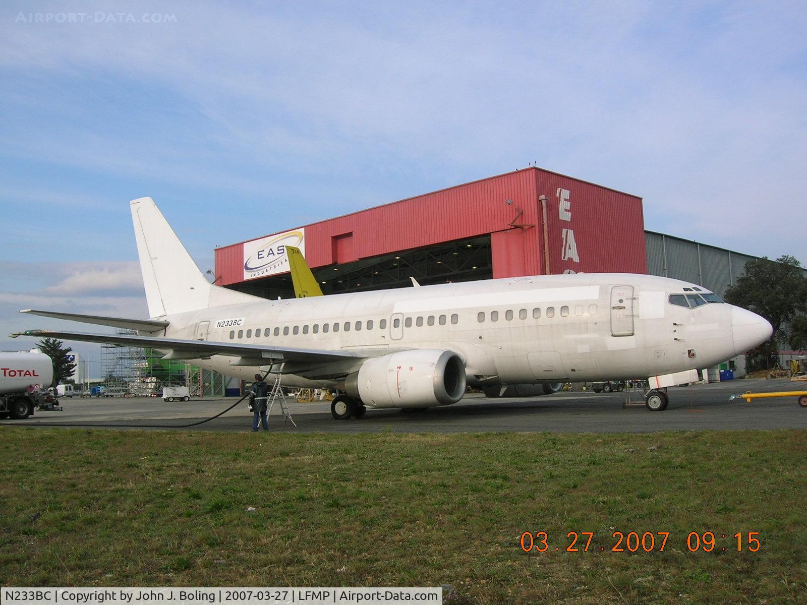 N233BC, 1990 Boeing 737-53A C/N 24788, Fueling at LFMP for ferry by John Boling and Bruce Burns