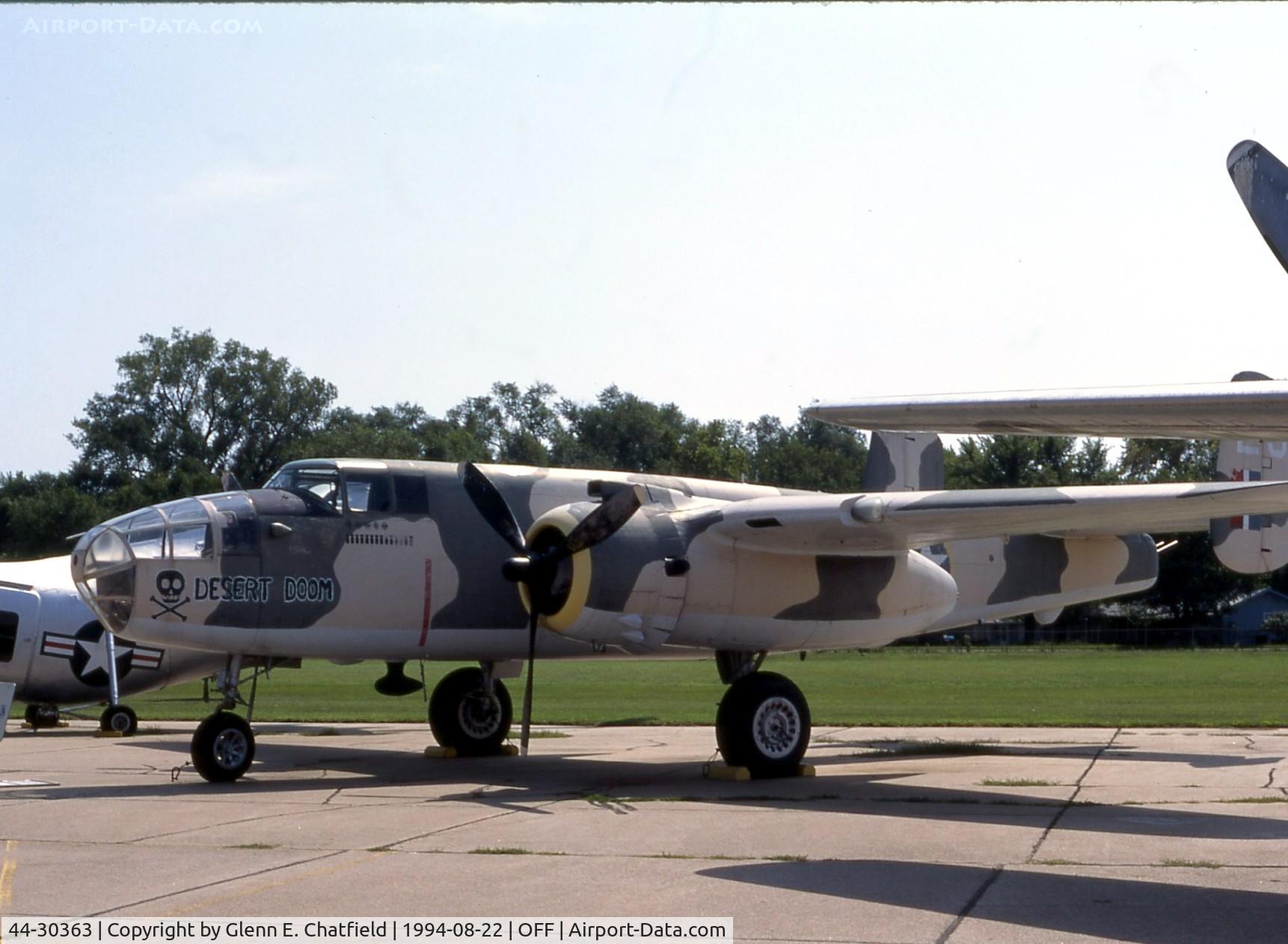 44-30363, 1944 North American TB-25J-25/27-NC Mitchell C/N 108-33638, TB-25N at the old Strategic Air Command Musuem, newer paint scheme
