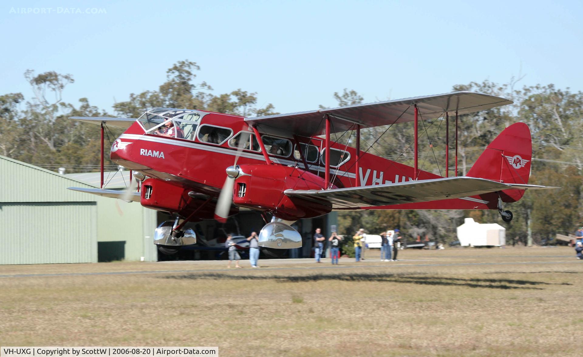 VH-UXG, 1934 De Havilland DH-84 Dragon 2 C/N 6077, restored to immaculate condition. image taken at Caboolture Aerodrome