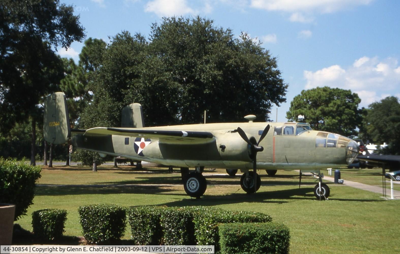 44-30854, 1944 North American TB-25N-25/27-NC Mitchell C/N 108-34129, Air Force Armament Museum. Was last B-25 on inventory, retired in 1959