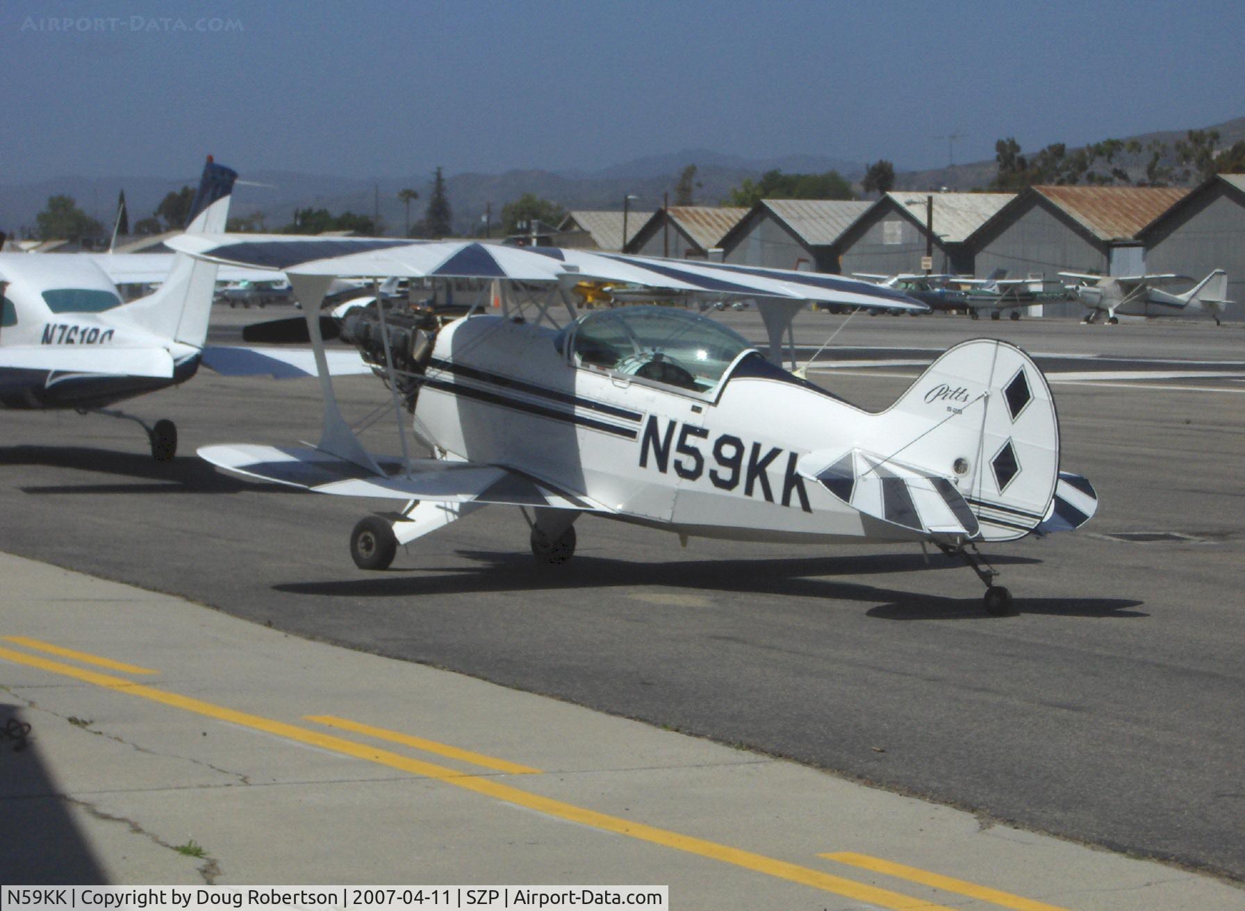 N59KK, 1991 Aviat Pitts S-2B Special C/N 5214, 1991 Aviat PITTS S-2B, fully aerobatic, Lycoming AEIO-540, at maintenance