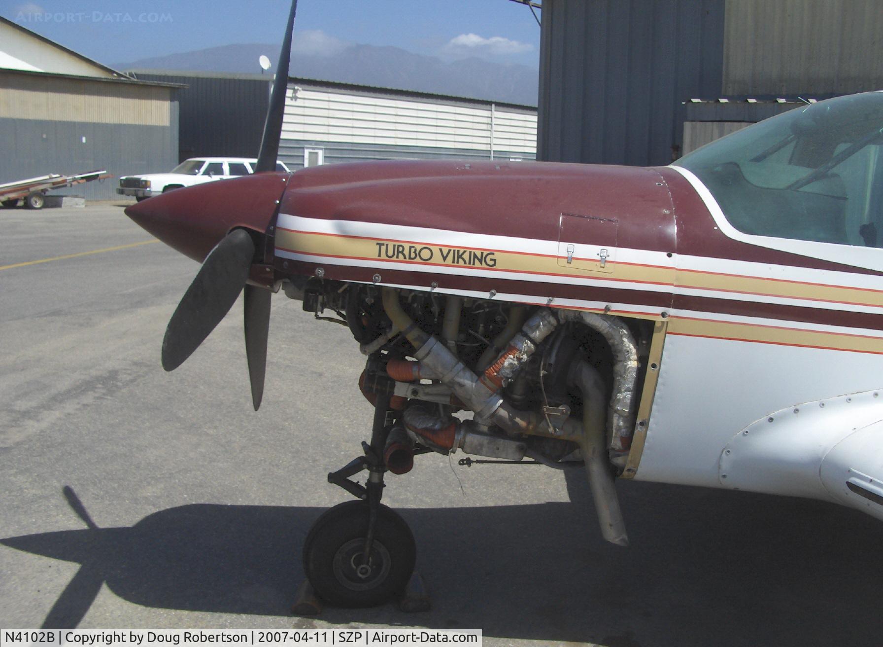 N4102B, 1977 Bellanca 17-31ATC Super Viking C/N 77-31136, 1977 Bellanca 17-31ATC TURBO VIKING, Lycoming TIO-540 300 Hp, maintenance with lower cowl removed
