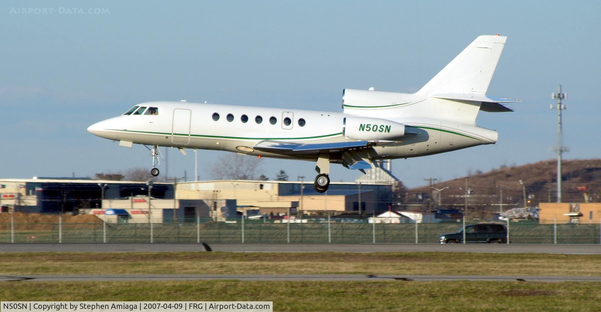 N50SN, 2000 Dassault Falcon 50 C/N 310, Falcon 50 about to touch down...