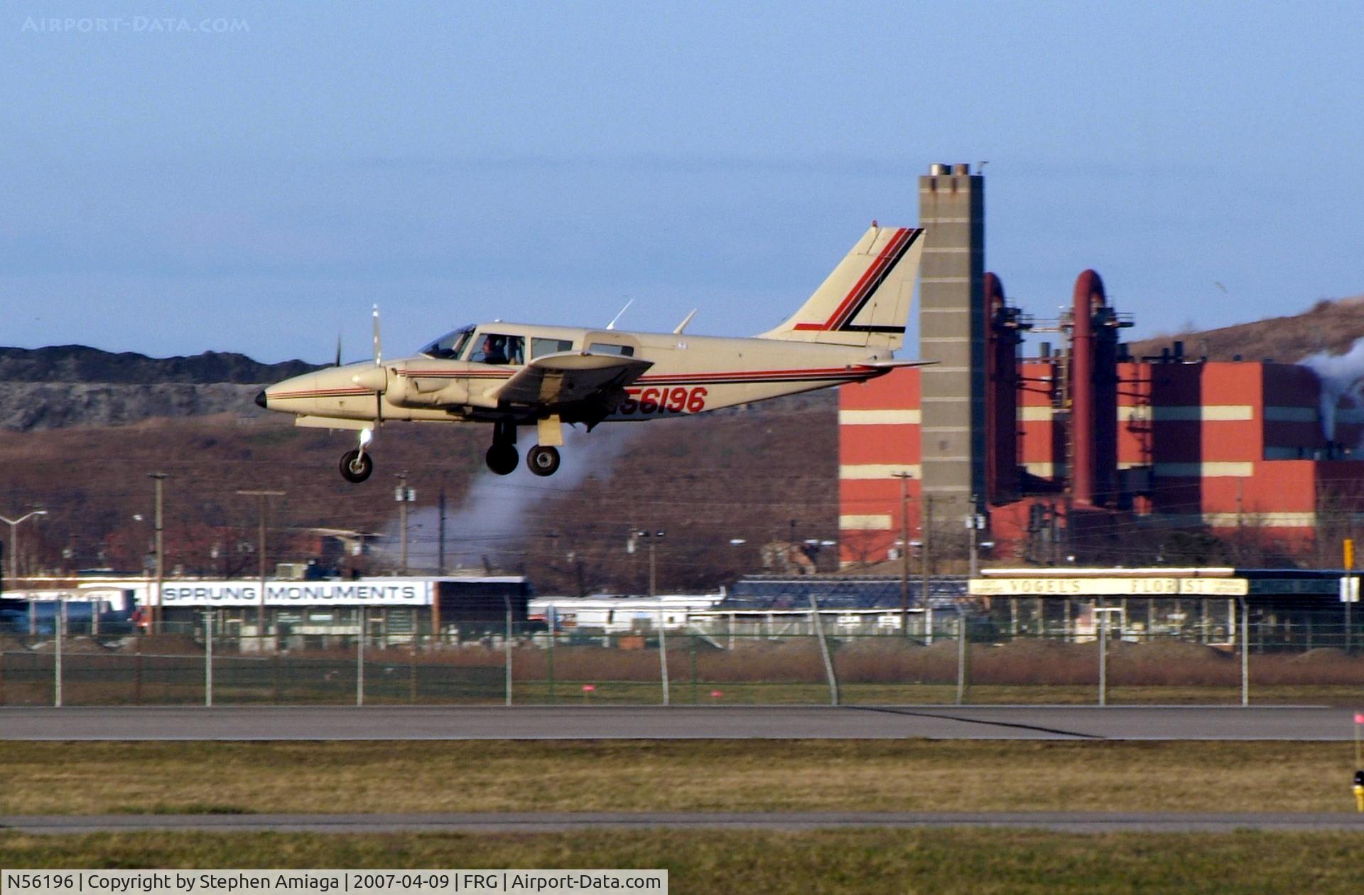 N56196, 1973 Piper PA-34-200 C/N 34-7350301, Seneca about to touch down...