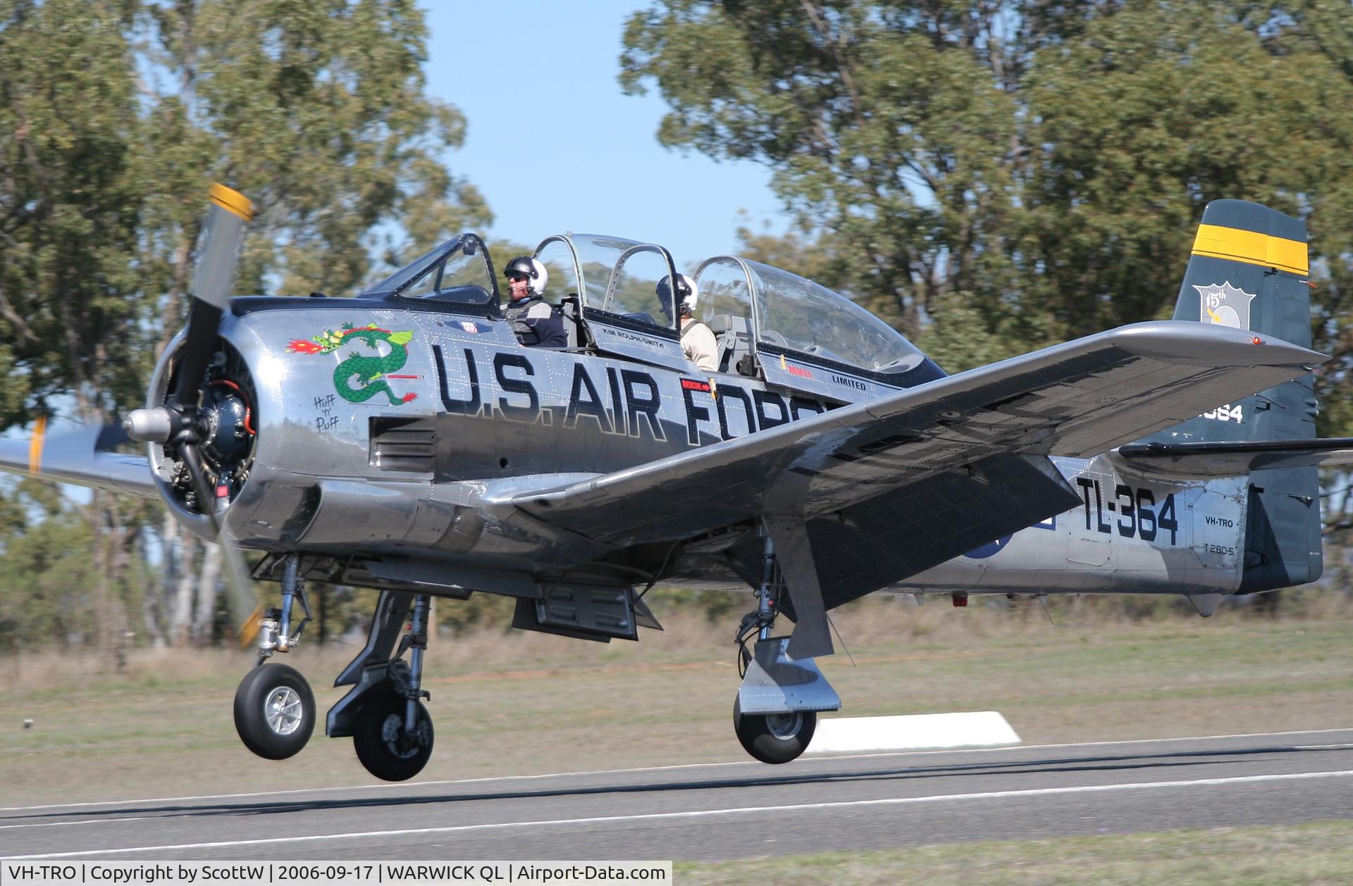 VH-TRO, 1952 North American T-28D-5 Trojan C/N 174-260, Image taken at Warwick Airfield QLD Australia