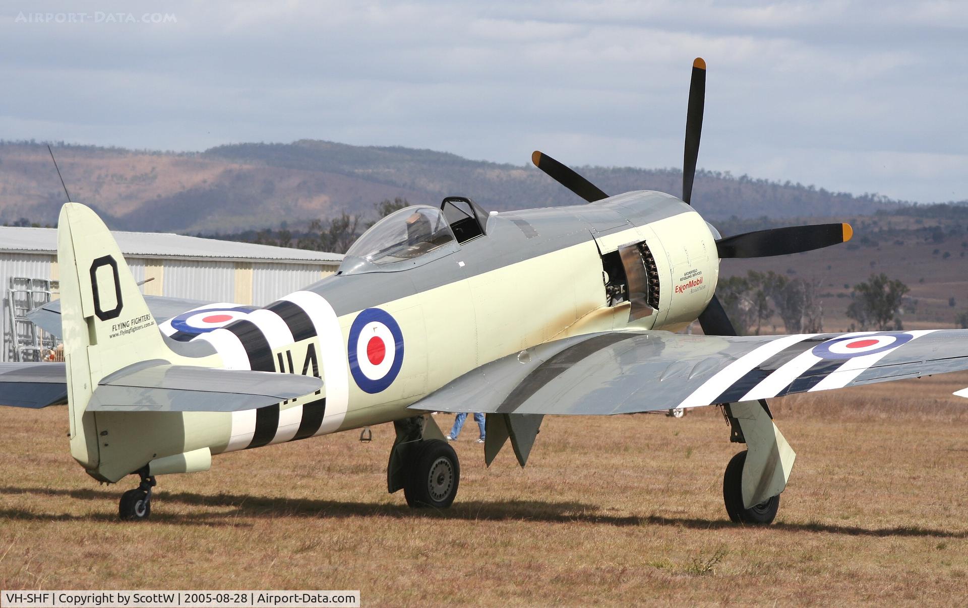 VH-SHF, 1953 Hawker Sea Fury FB.11 C/N 41H/643827, image taken at the 14th annual festival of flight Watts Bridge Memorial Airfield QLD