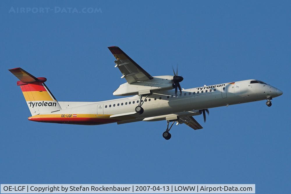 OE-LGF, 2002 De Havilland Canada DHC-8-402Q Dash 8 C/N 4068, Last Dash in Tyrolean livery.
