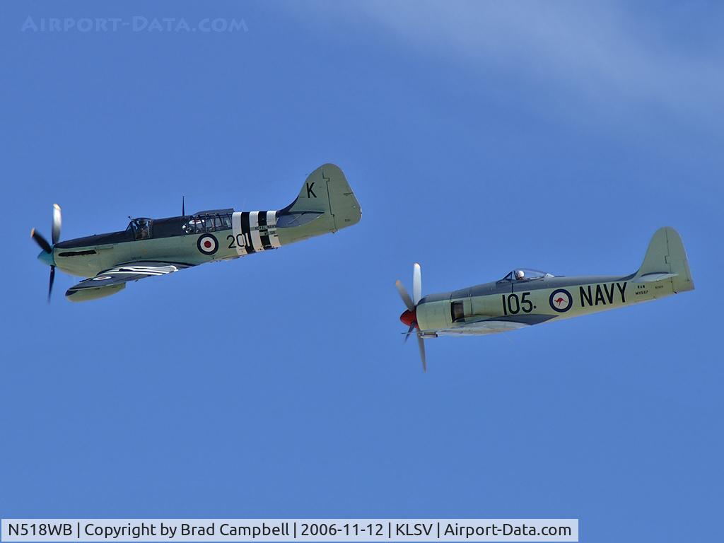N518WB, 1950 Fairey Firefly AS.6 C/N F.8646, Upper - Edward G. Kurdziel - Del Mar, California - 1950 Fairey Aviation Ltd Firefly AS-6 / Lower - Getchell Aircraft - San Jose, California - 1951 Hawker Mk II Sea Fury / Aviation Nation 2006ion 2006.