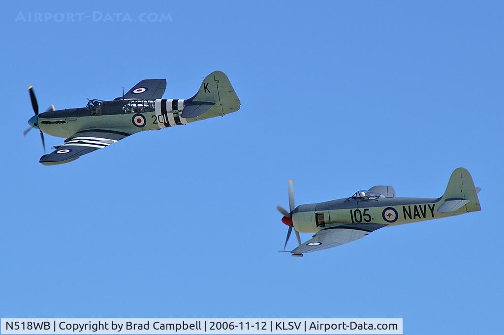 N518WB, 1950 Fairey Firefly AS.6 C/N F.8646, Upper - Edward G. Kurdziel - Del Mar, California - 1950 Fairey Aviation Ltd Firefly AS-6 / Lower - Getchell Aircraft - San Jose, California - 1951 Hawker Mk II Sea Fury / Aviation Nation 2006ion 2006.