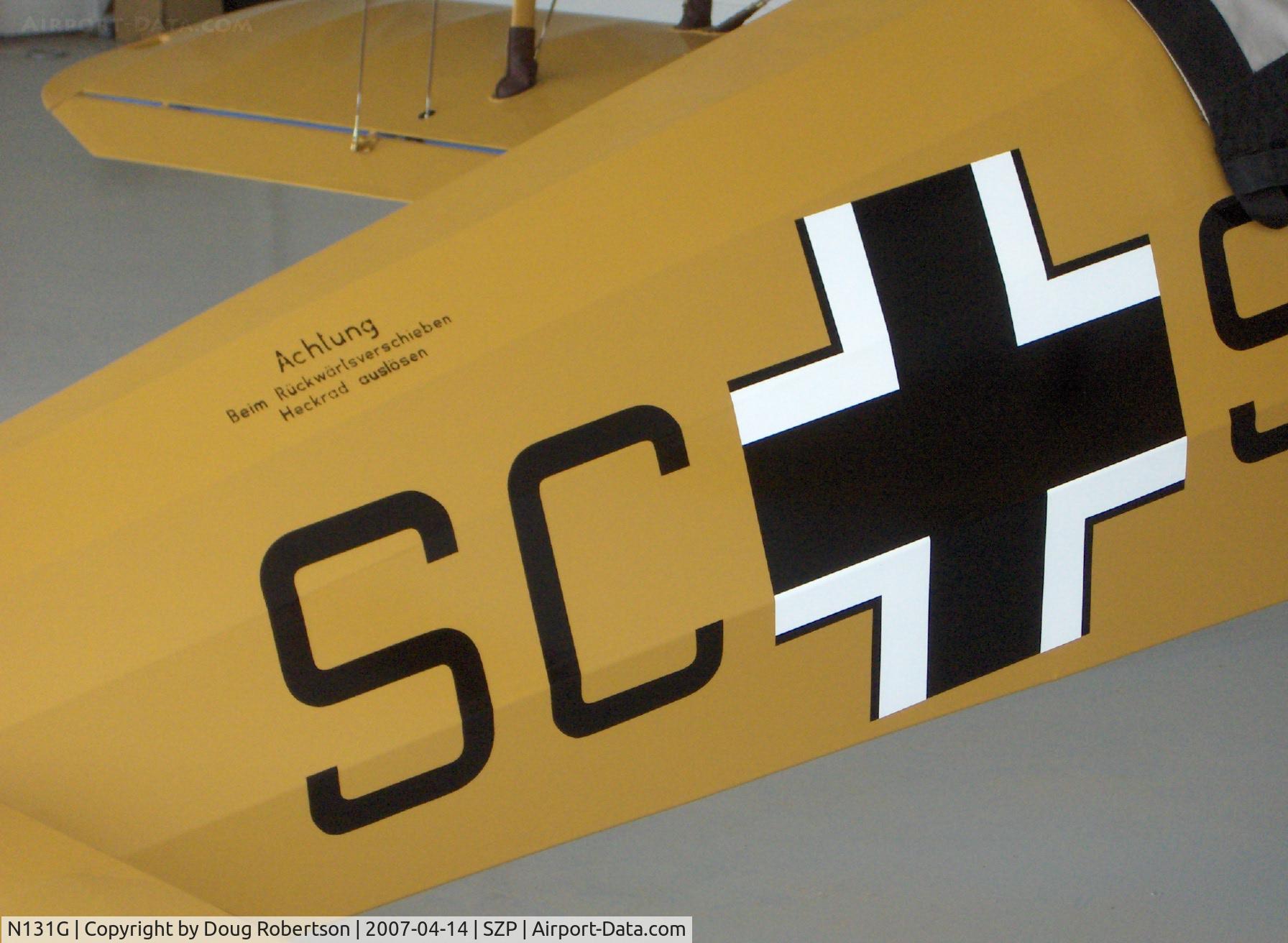 N131G, 1959 CASA 1-131 Jungmann C/N E3B-391, 1959 Bucker Jungmann C.A.S.A. 1.131 as NX131G, LOM 332AK of 140 Hp, ATTENTION! warning