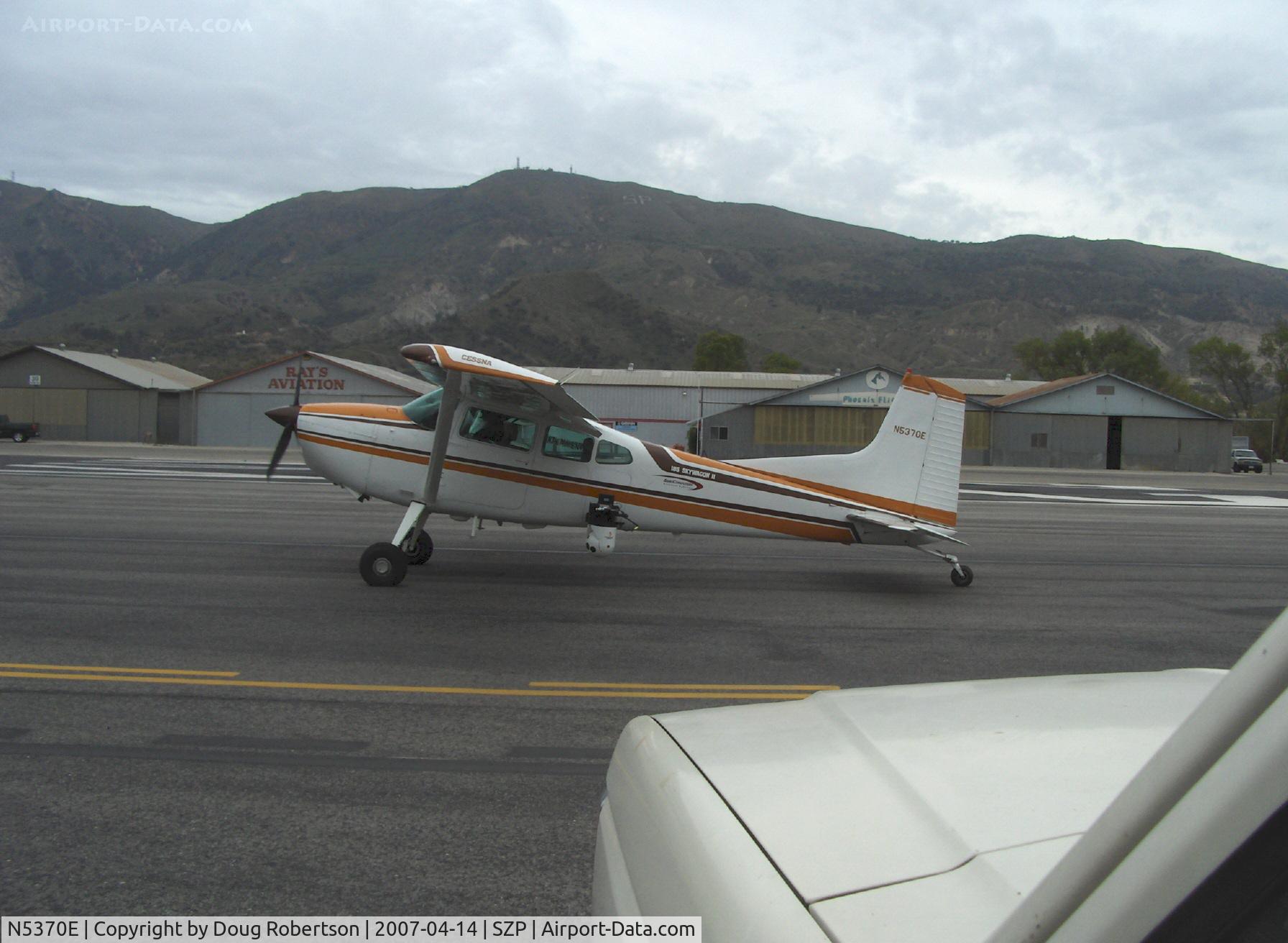 N5370E, 1980 Cessna A185F Skywagon 185 C/N 18503958, 1980 Cessna A185F SKYWAGON II, Continental IO-550 Upgrade, Eye in the Sky camera-remote control, preflight runup for Rwy 22. Experimental class