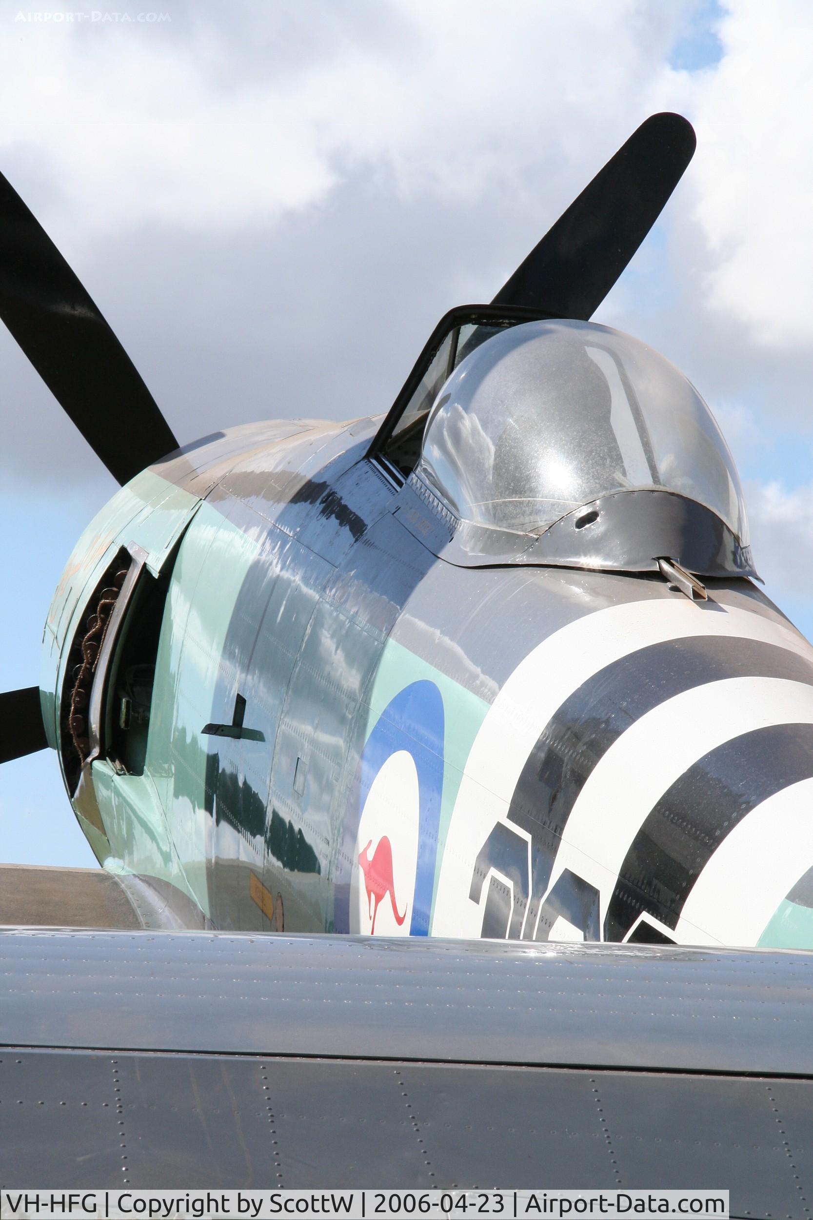 VH-HFG, Hawker Sea Fury T.20 C/N 37731, This aircraft has now been sold and has since been shipped to Colarado Springs US. If any one has any shots of this wonderful aircraft flying please post a pic.