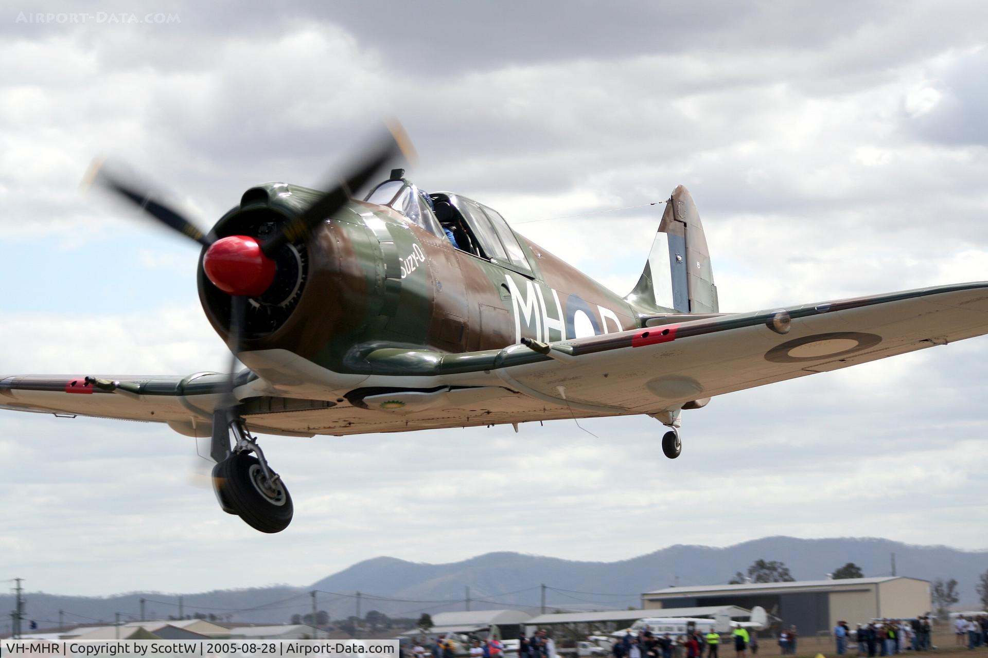 VH-MHR, 1943 Commonwealth CA-13 Boomerang C/N 945, A shot of the Boomerang before it being sold to the Temora Aviation Museum Australia. Matthew Denning at the controls
