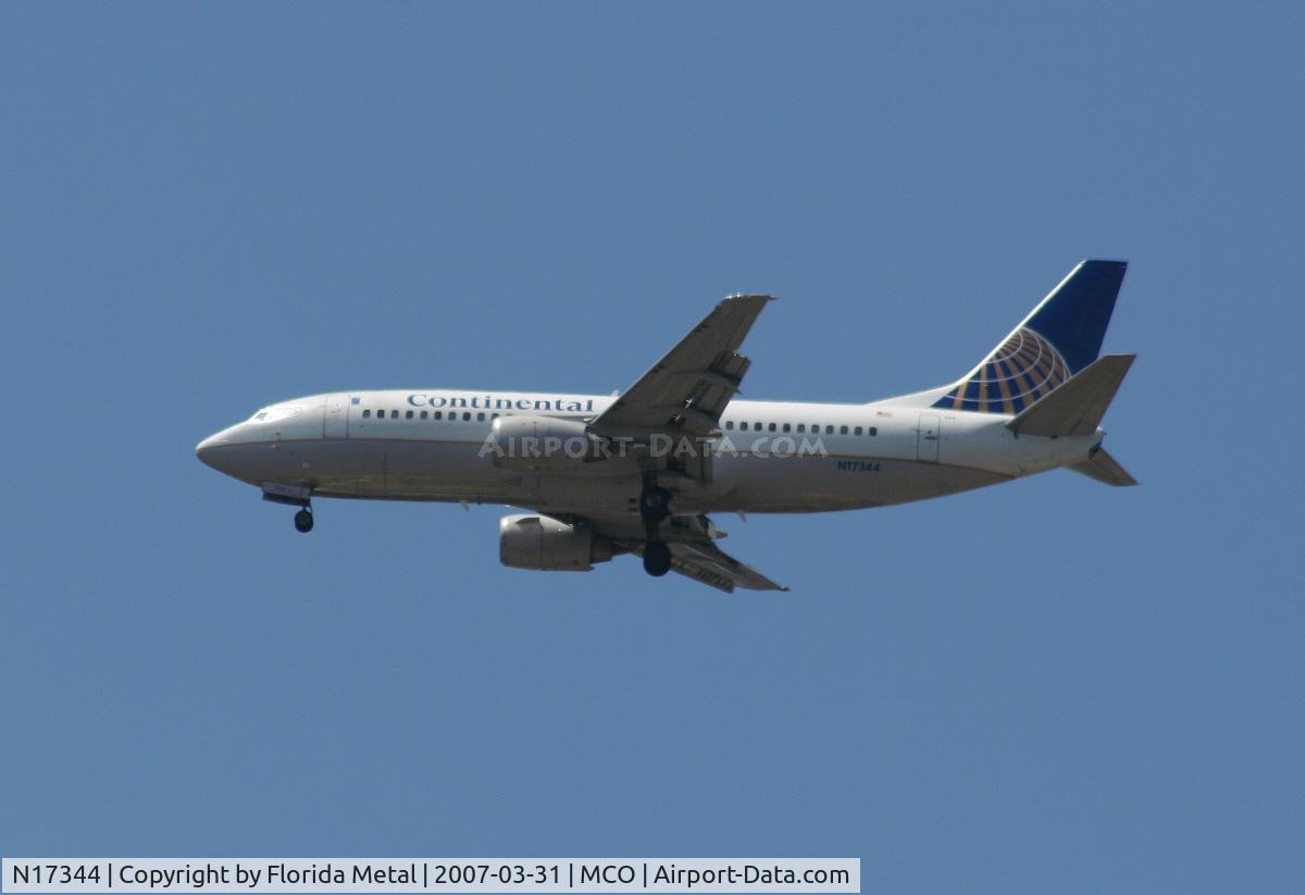 N17344, 1987 Boeing 737-3TO C/N 23582, Continental