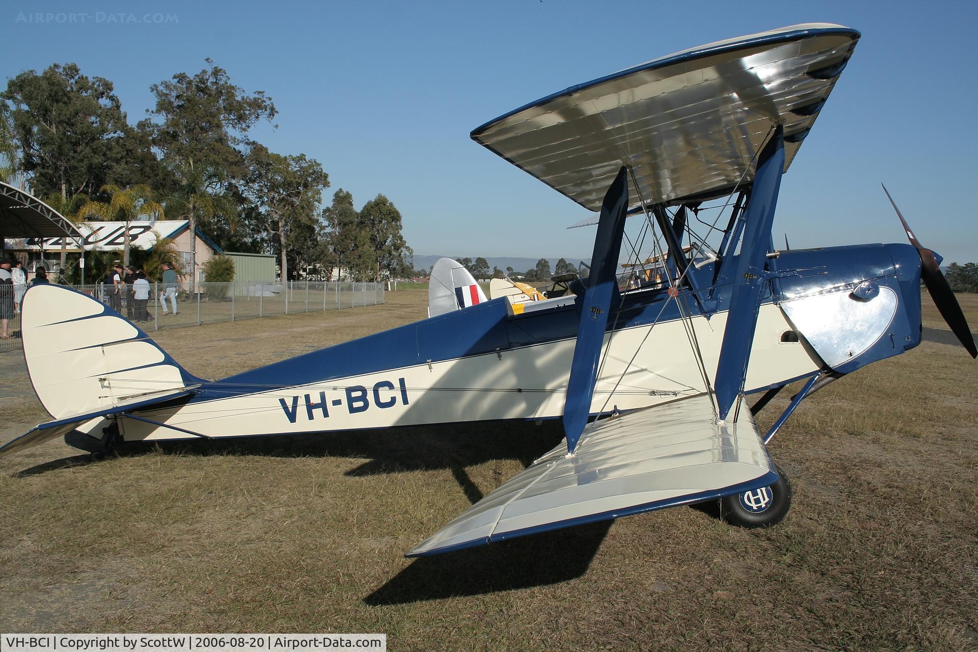 VH-BCI, 1962 De Havilland DH-82A Replica Tiger Moth II C/N LES 11, Ready for the Barnstormers over Brisbane Formation flight QLD AUS. One DH-84 Dragon led the formation followed by seven Tiger Moths and eight Chipmunks. Image taken Caboolture airield
