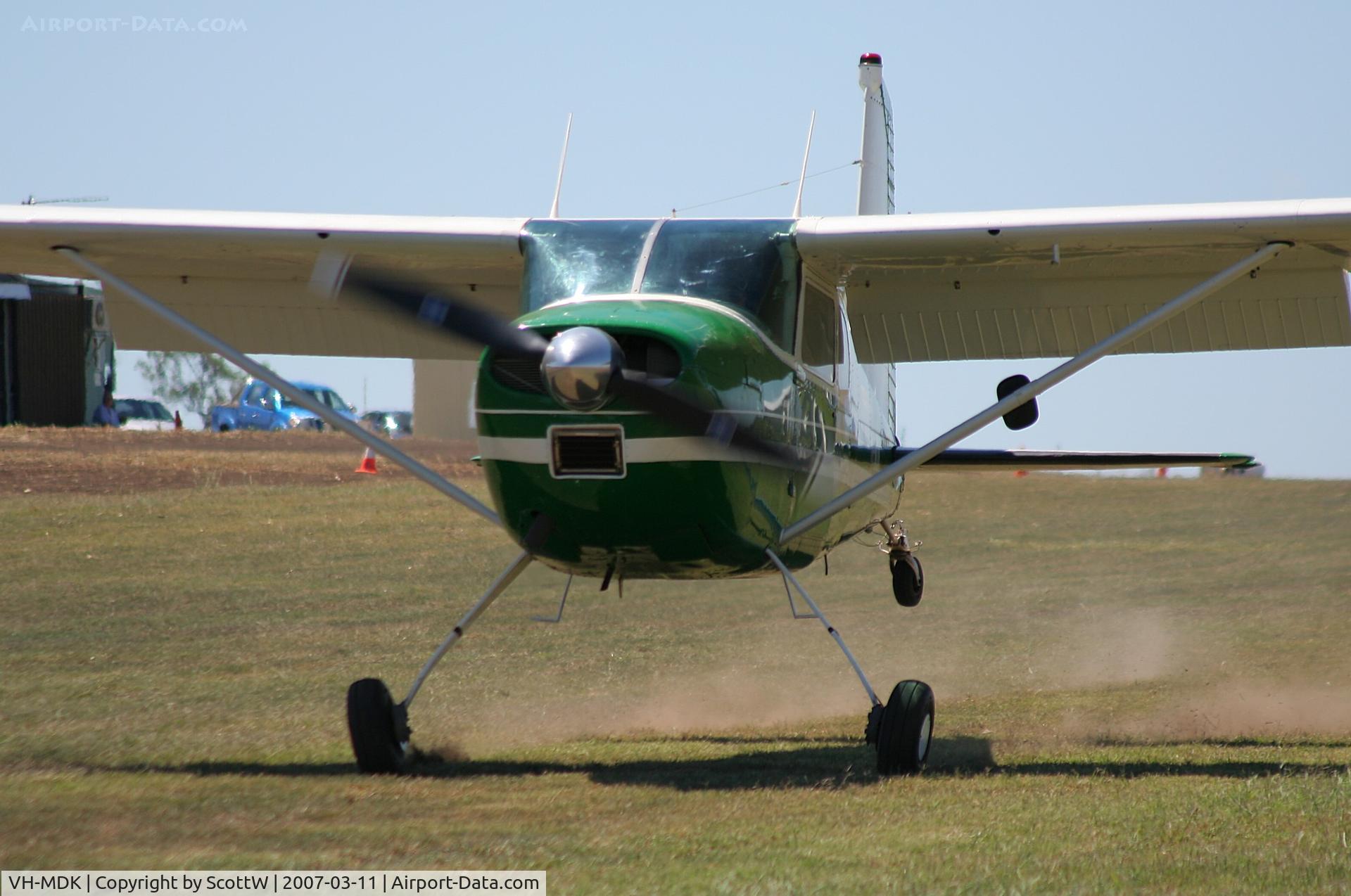 VH-MDK, 1961 Cessna 180D C/N 18051050, Landing at a private airfield Clifton S.E QLD Aus.