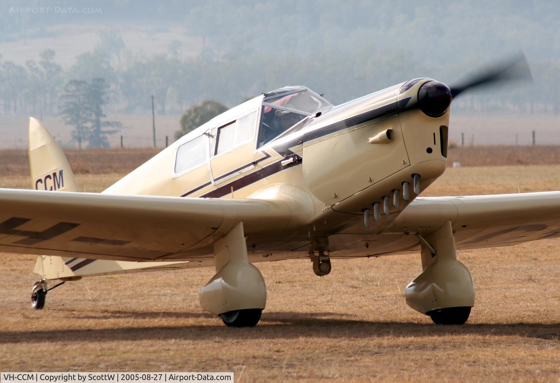 VH-CCM, 1934 Percival D-3 Gull Six (P-3) C/N D46, Gull VI arrives very early am. for the 14th annual Festival of Flight