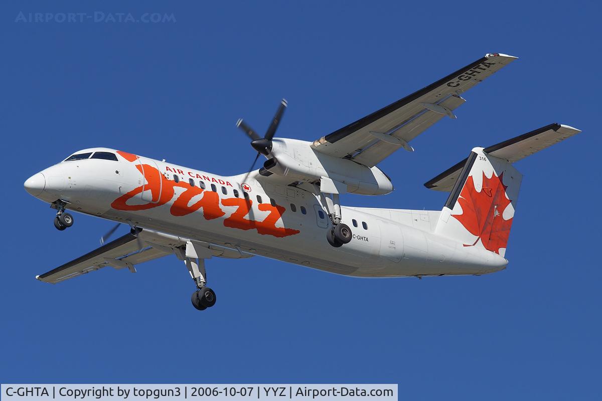 C-GHTA, 1989 De Havilland Canada DHC-8-301 Dash 8 C/N 198, Short final for RWY24R.