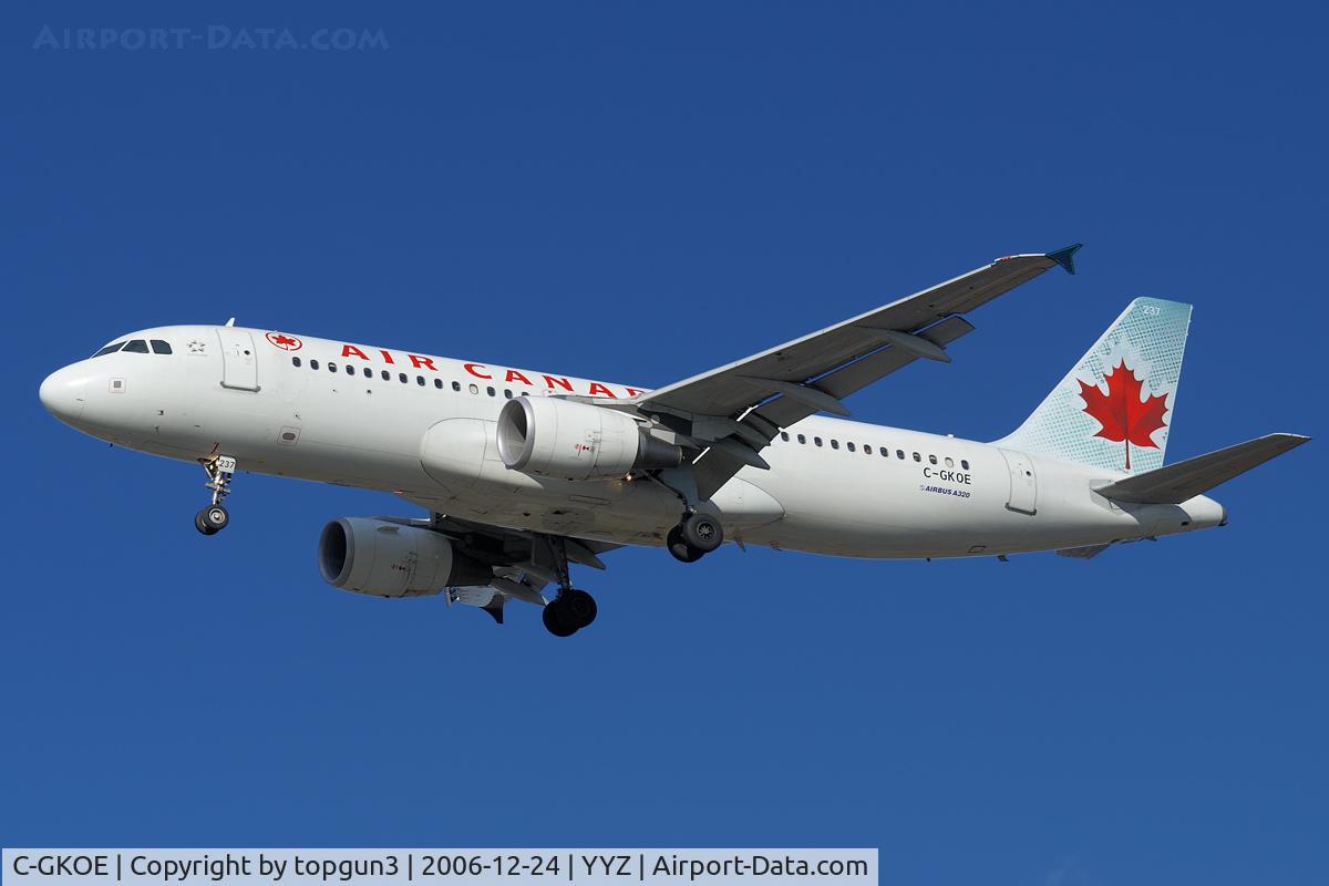 C-GKOE, 2002 Airbus A320-214 C/N 1874, Short final for RWY24R.